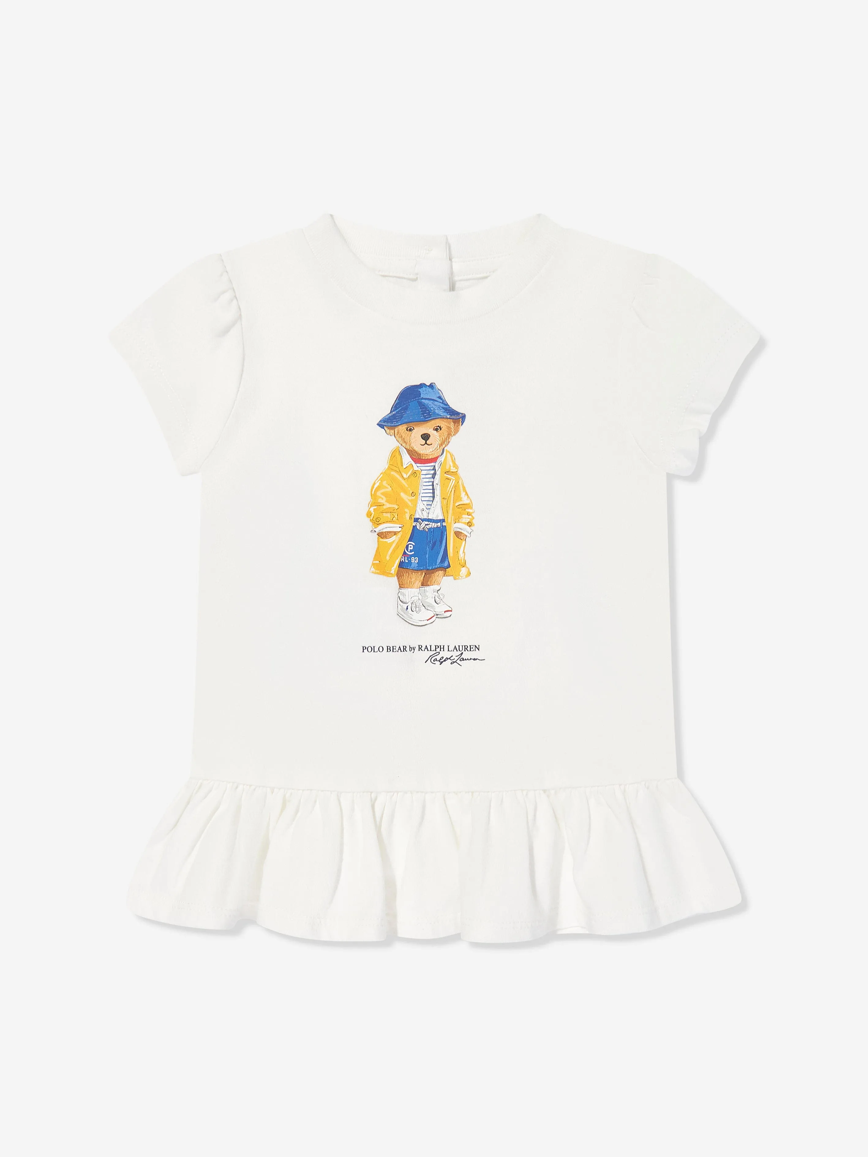 Baby Girls Polo Bear Peplum T-Shirt in White