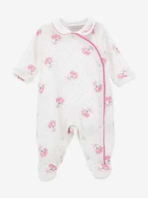 Baby Girls Rose Print Babygrow in White