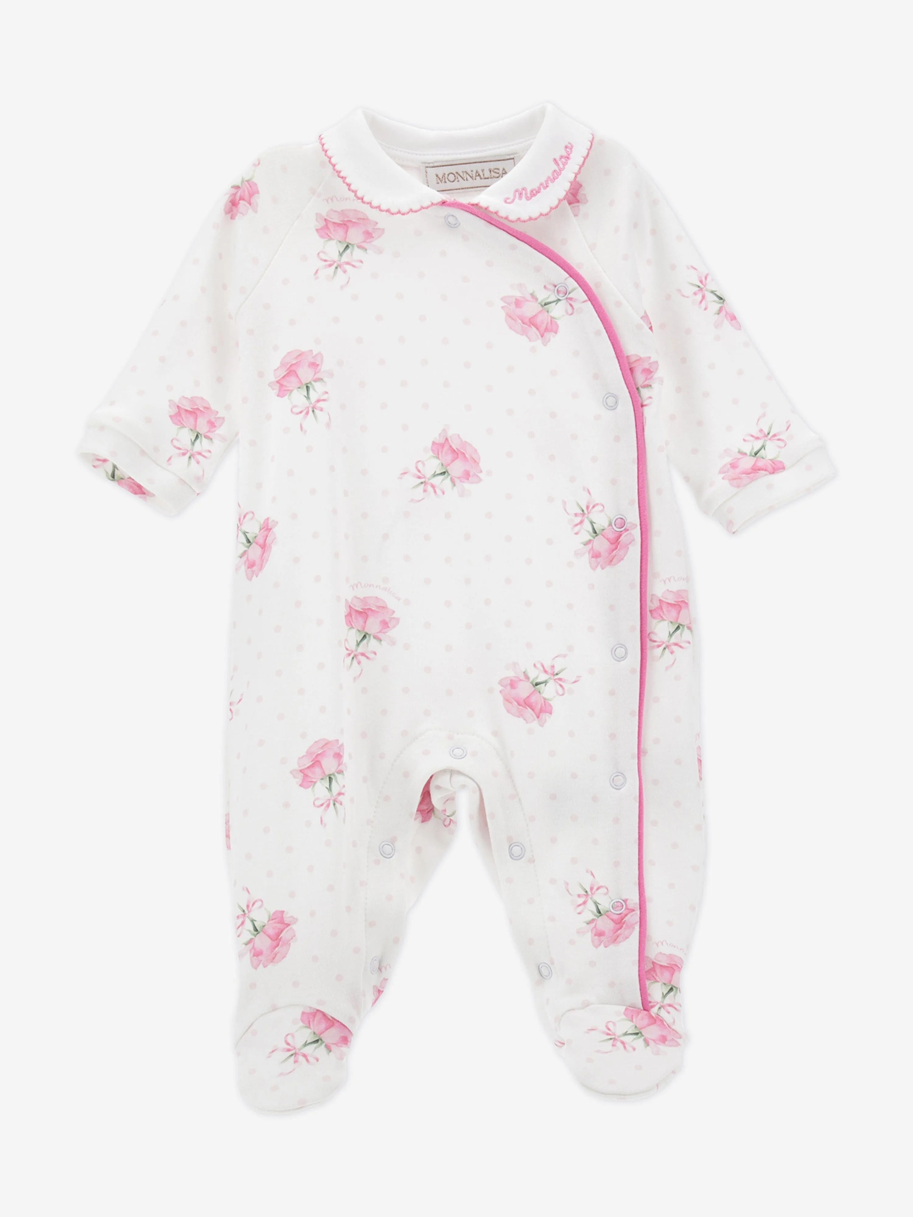 Baby Girls Rose Print Babygrow in White
