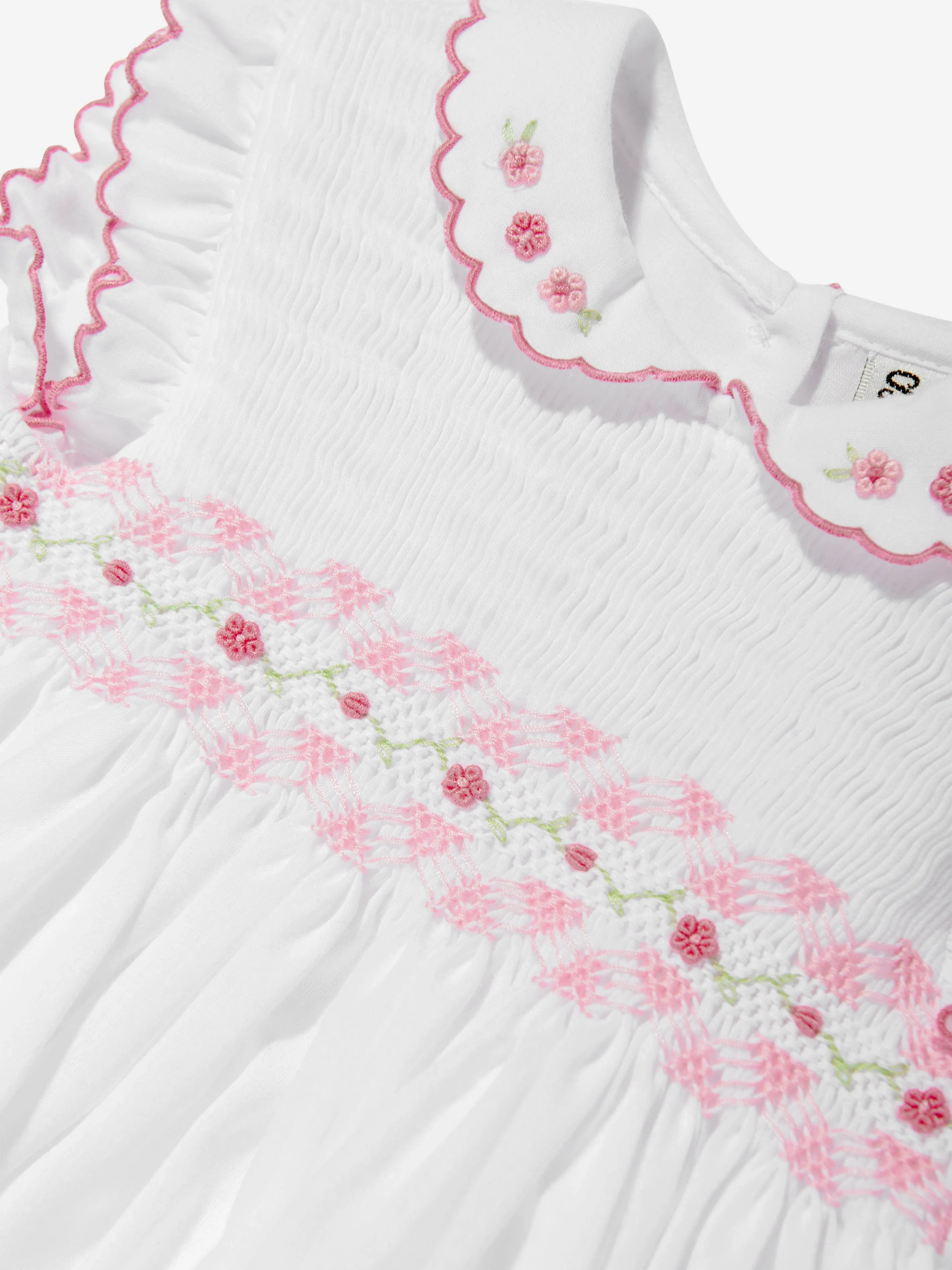 Baby Girls Smocked Dress in White