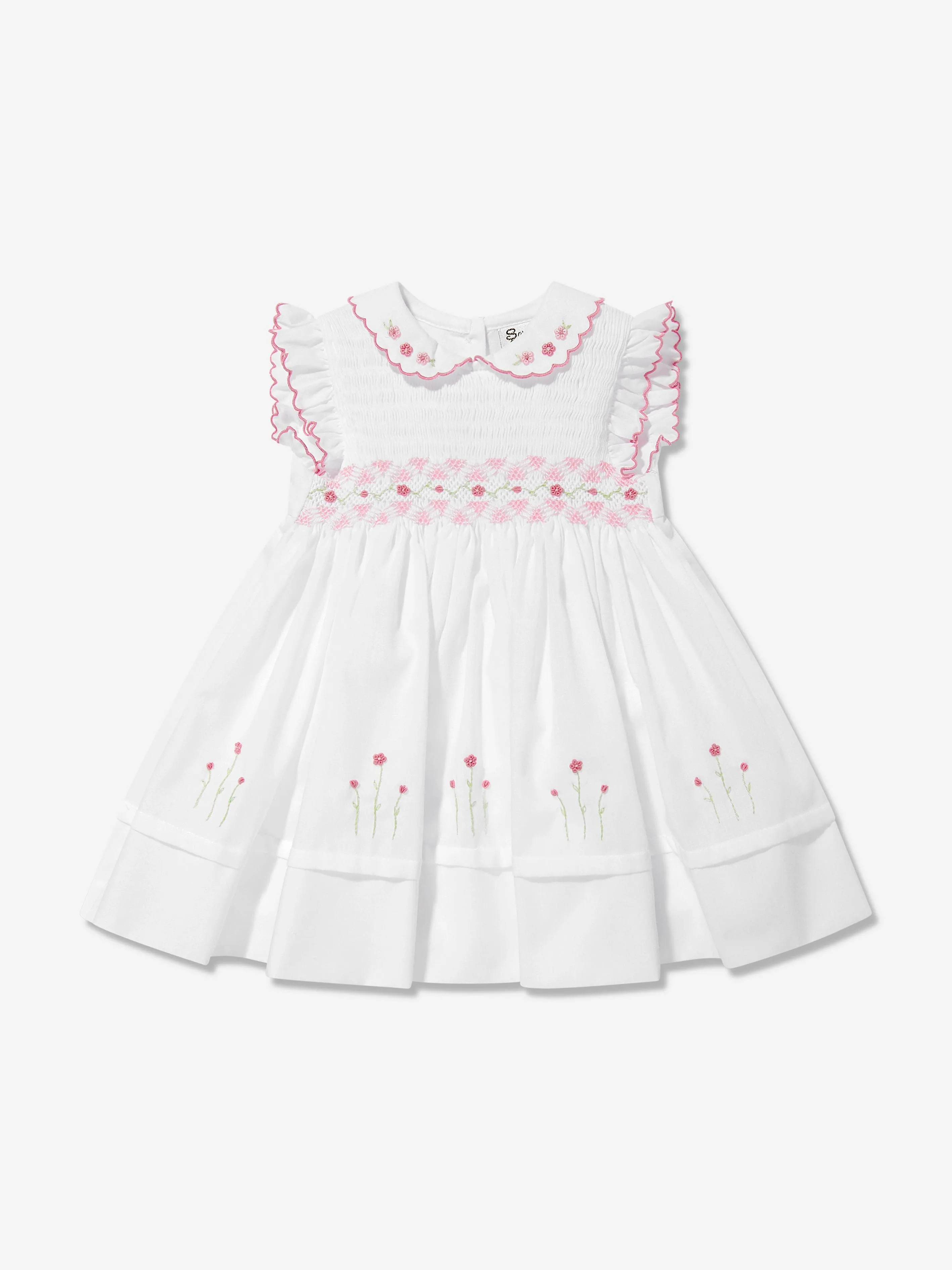Baby Girls Smocked Dress in White