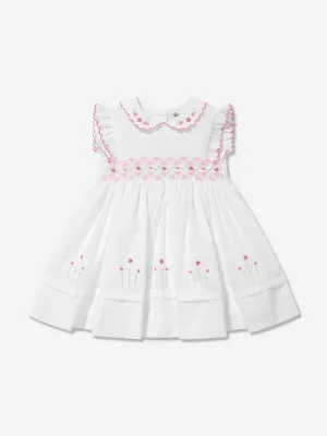 Baby Girls Smocked Dress in White