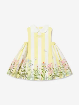 Baby Girls Striped Floral Dress in Yellow