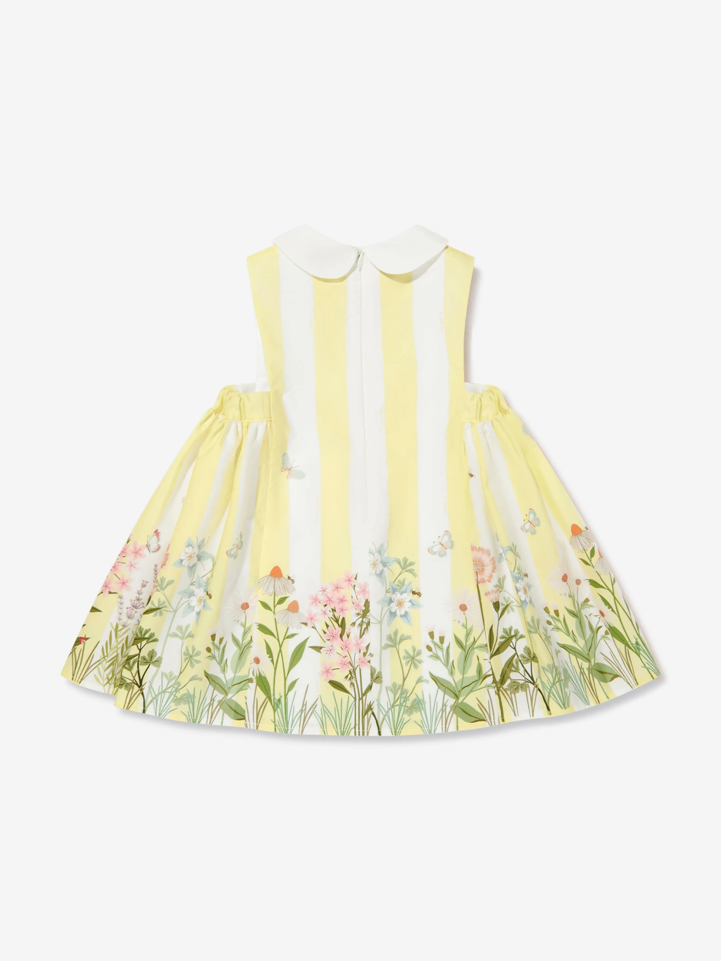 Baby Girls Striped Floral Dress in Yellow
