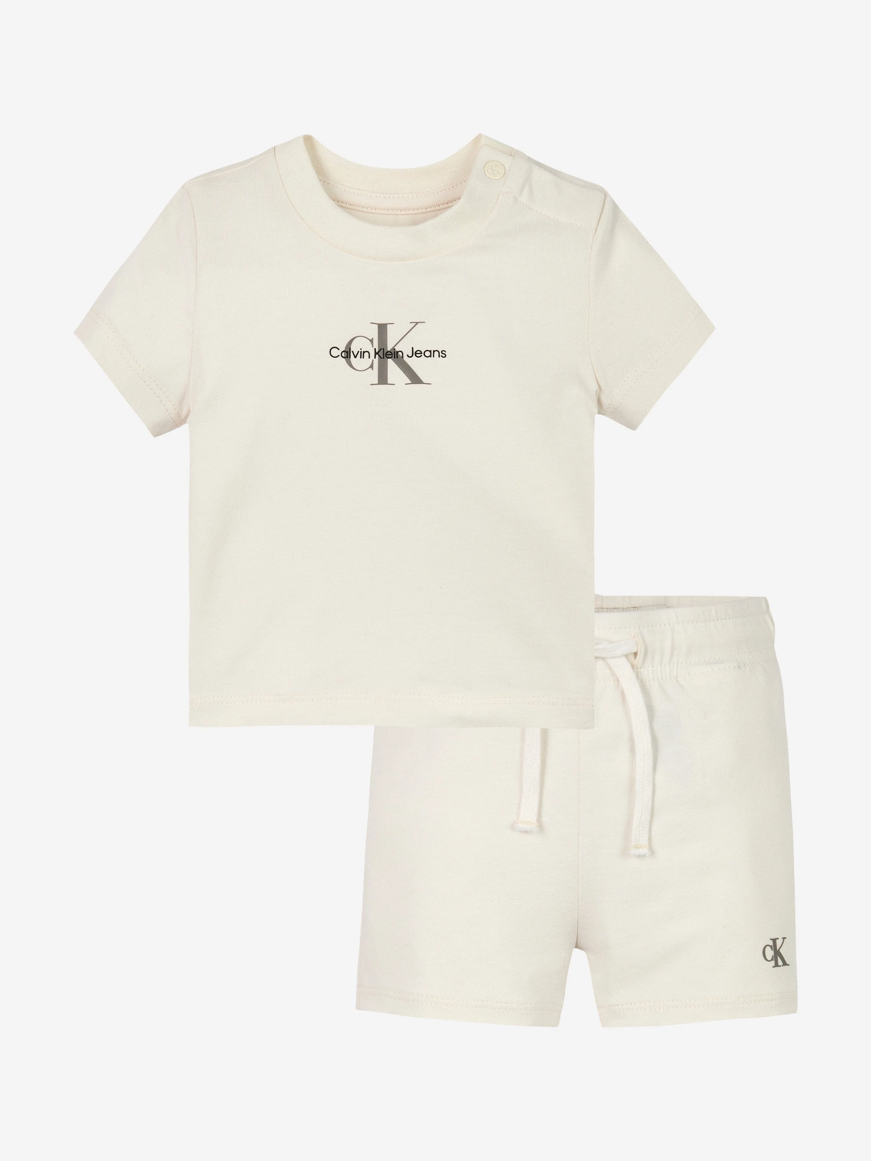 Baby Monogram Logo Short Set in Ivory