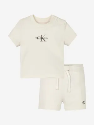 Baby Monogram Logo Short Set in Ivory