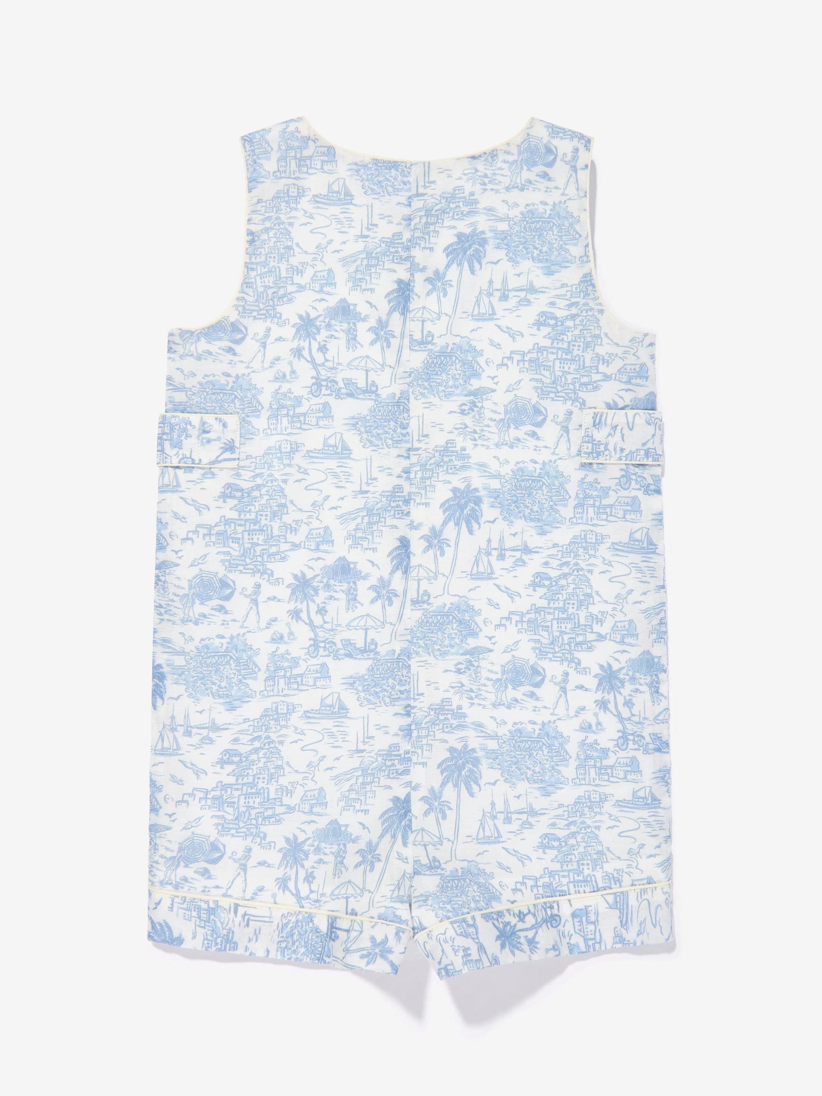 Baby Riviera Toile Romper Set in Blue