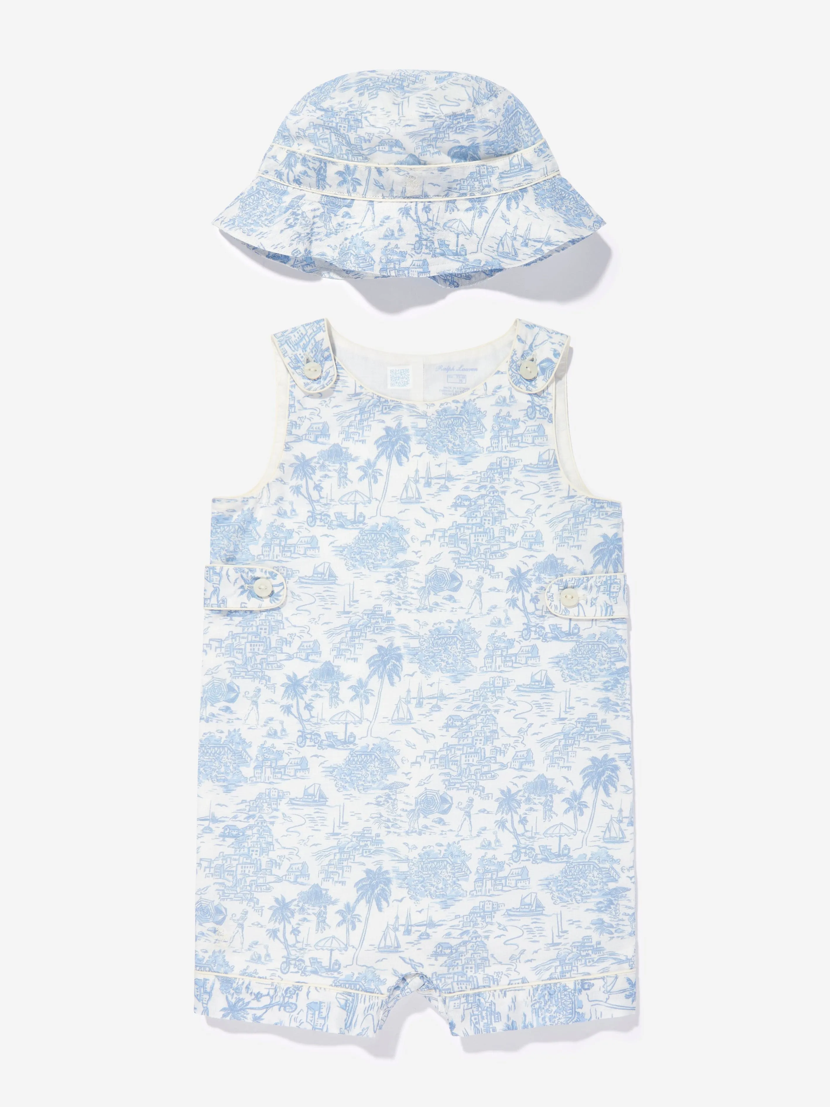 Baby Riviera Toile Romper Set in Blue