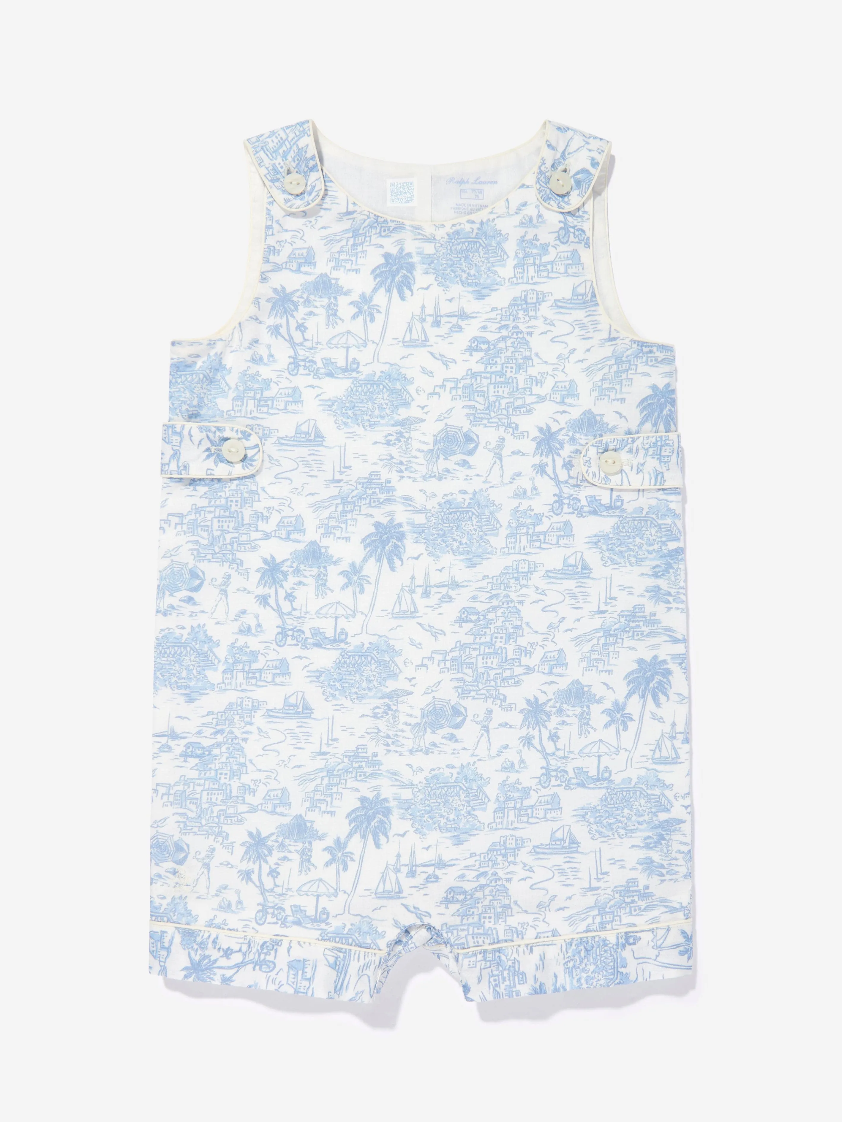 Baby Riviera Toile Romper Set in Blue