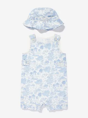 Baby Riviera Toile Romper Set in Blue