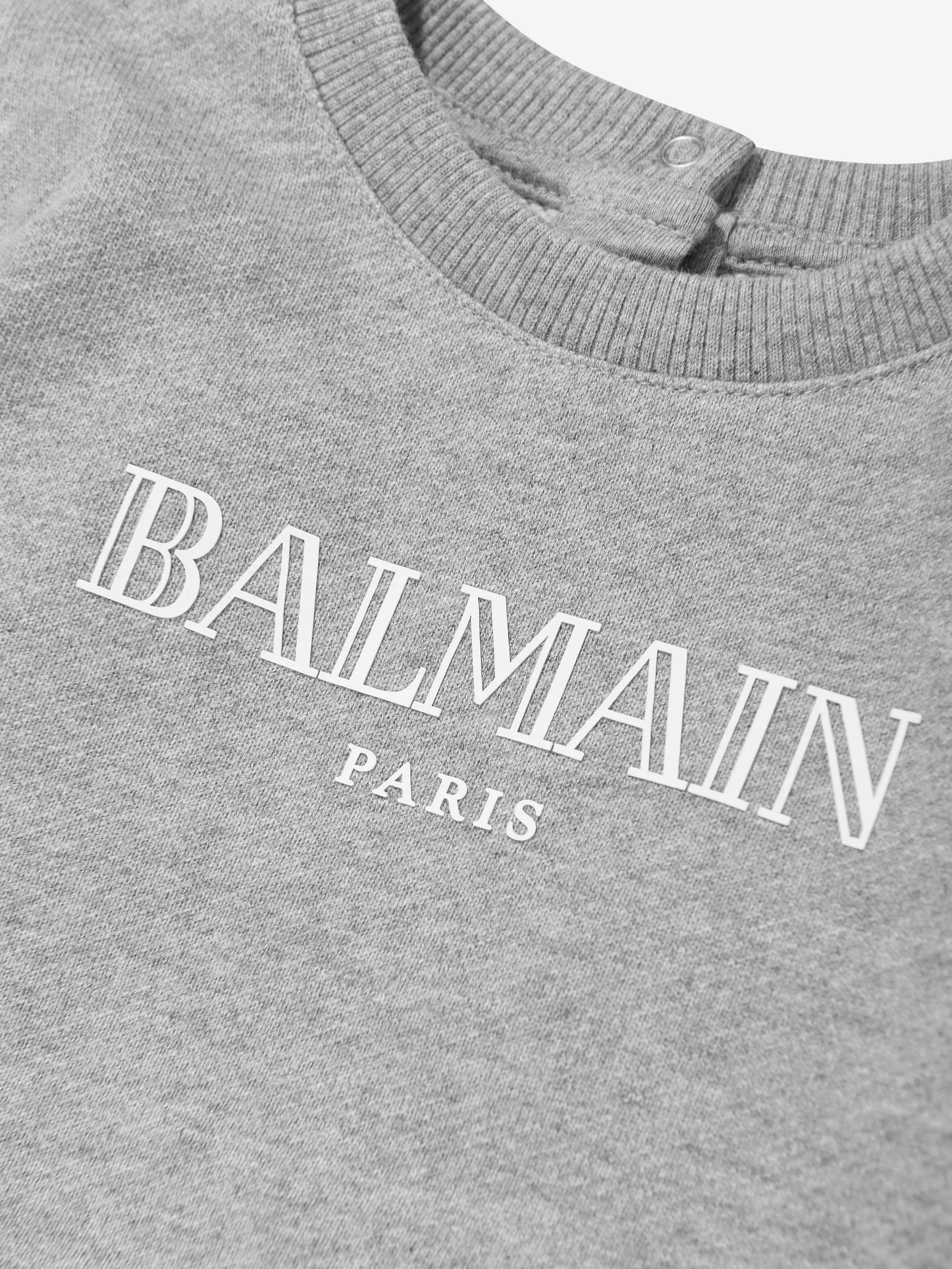 Balmain Baby Boys Logo Sweatshirt in Grey