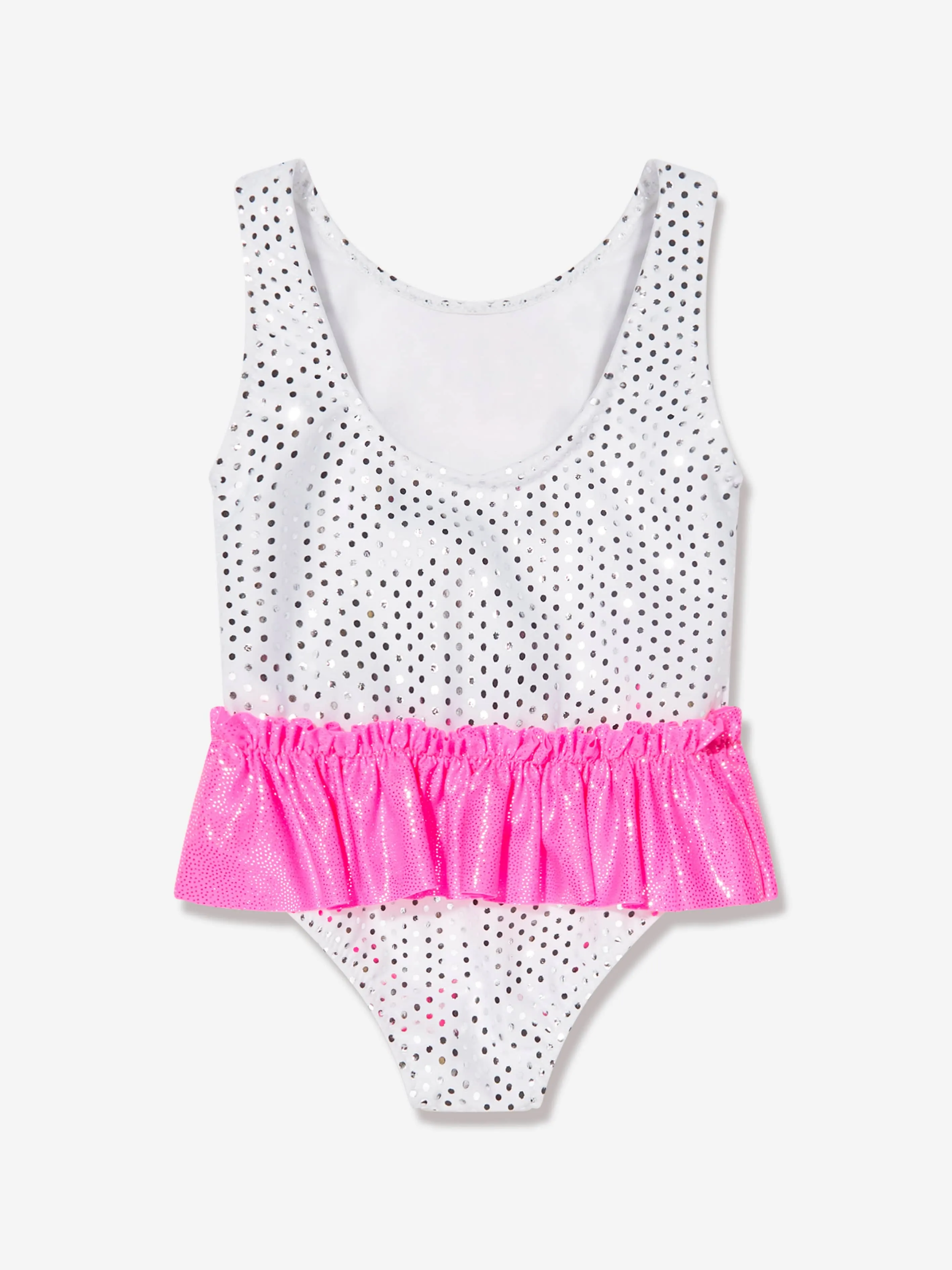 Balmain Baby Girls Logo Frill Swimsuit in White