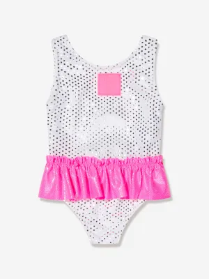 Balmain Baby Girls Logo Frill Swimsuit in White