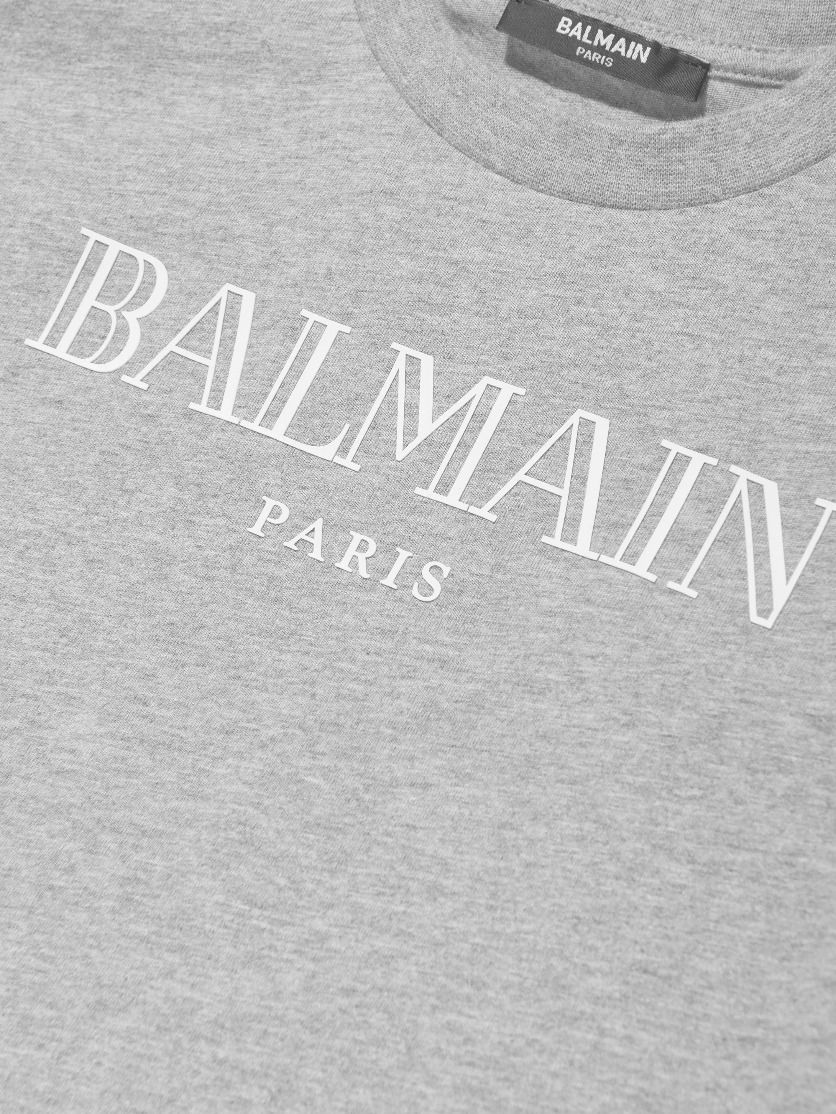 Balmain Boys Logo T-Shirt in Grey