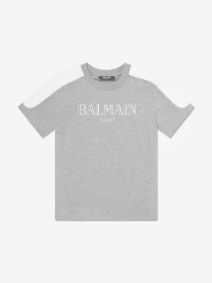 Balmain Boys Logo T-Shirt in Grey