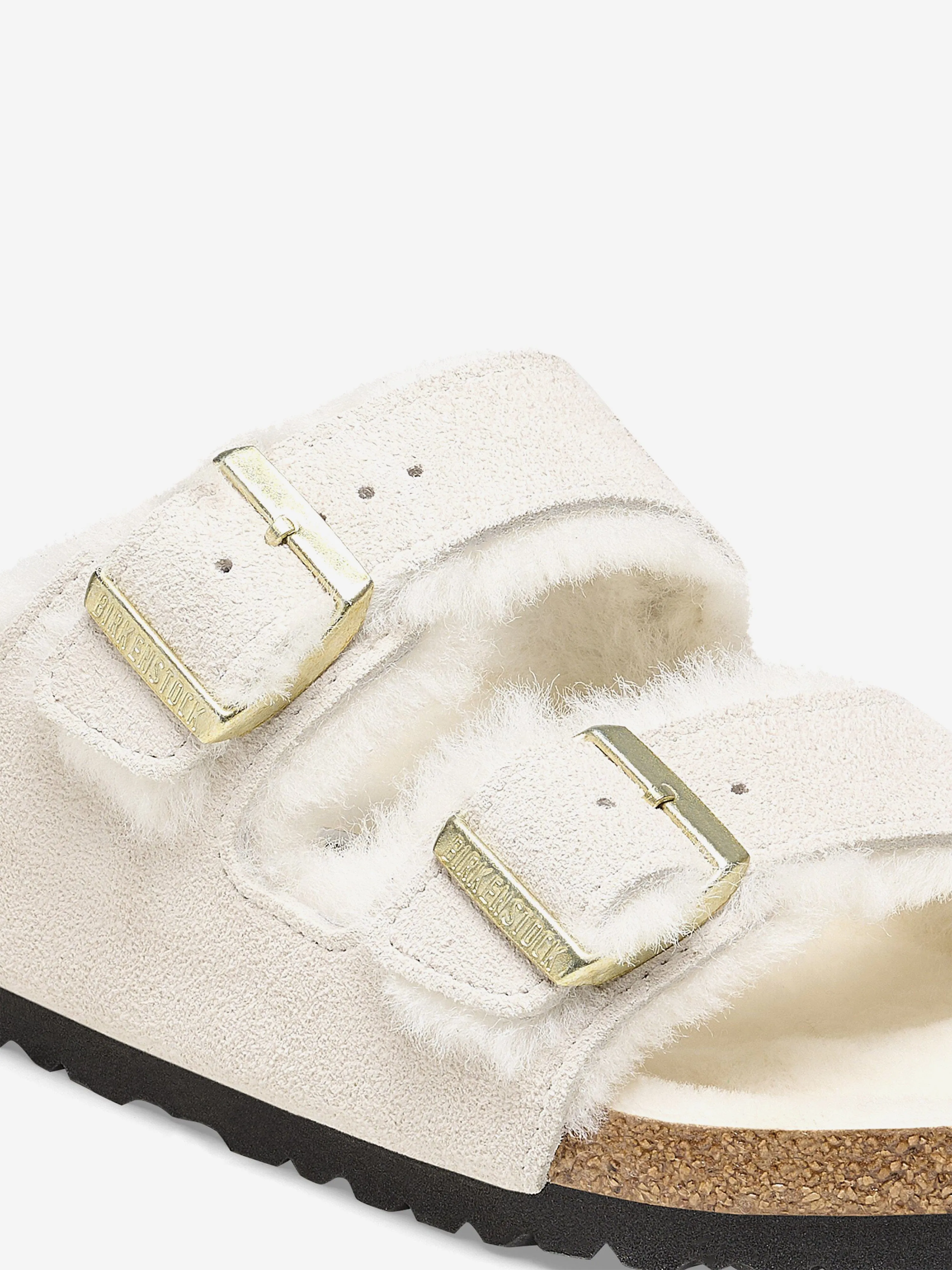 BIRKENSTOCK Arizona Shearling Suede Sandals in White