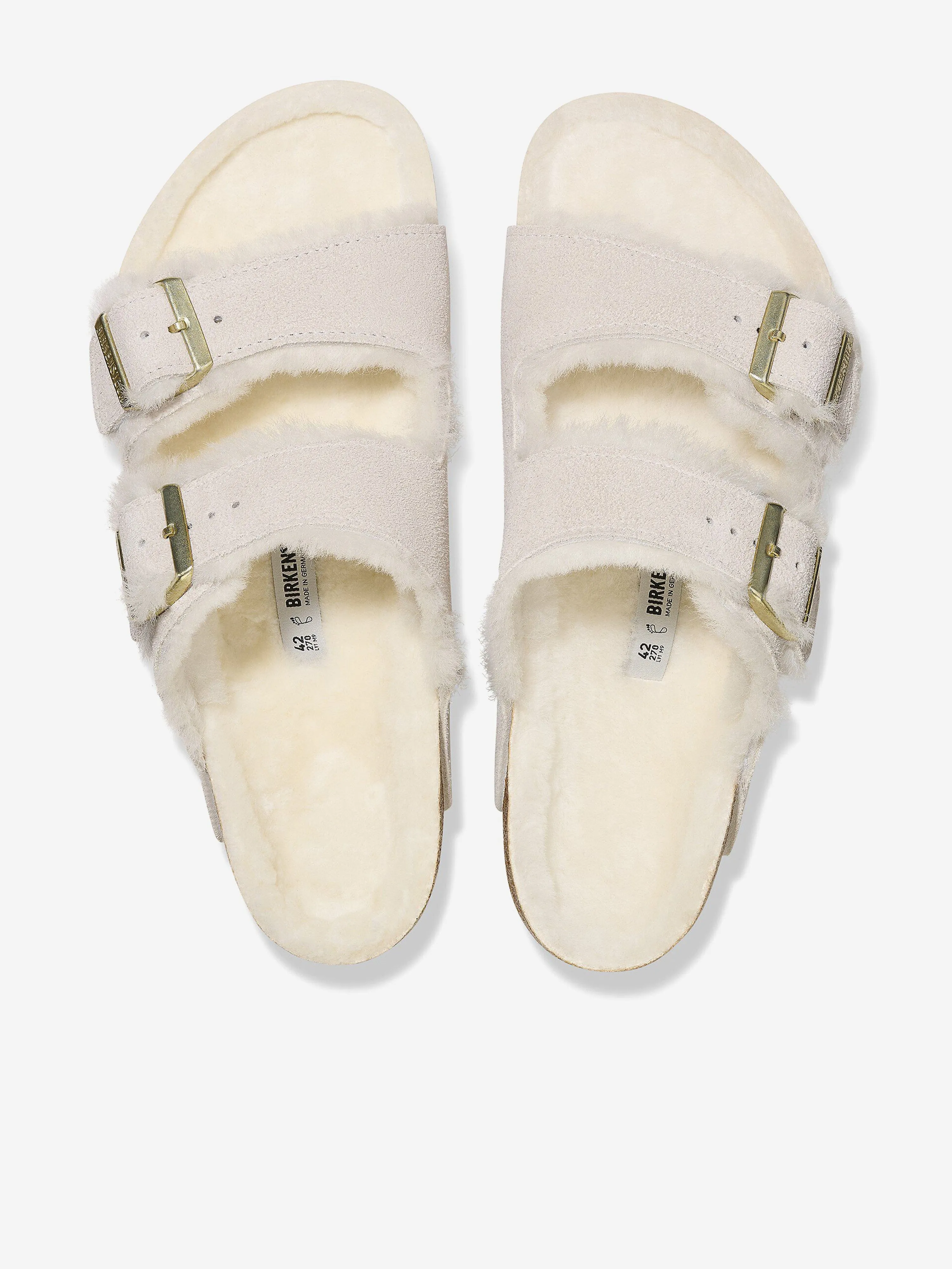 BIRKENSTOCK Arizona Shearling Suede Sandals in White