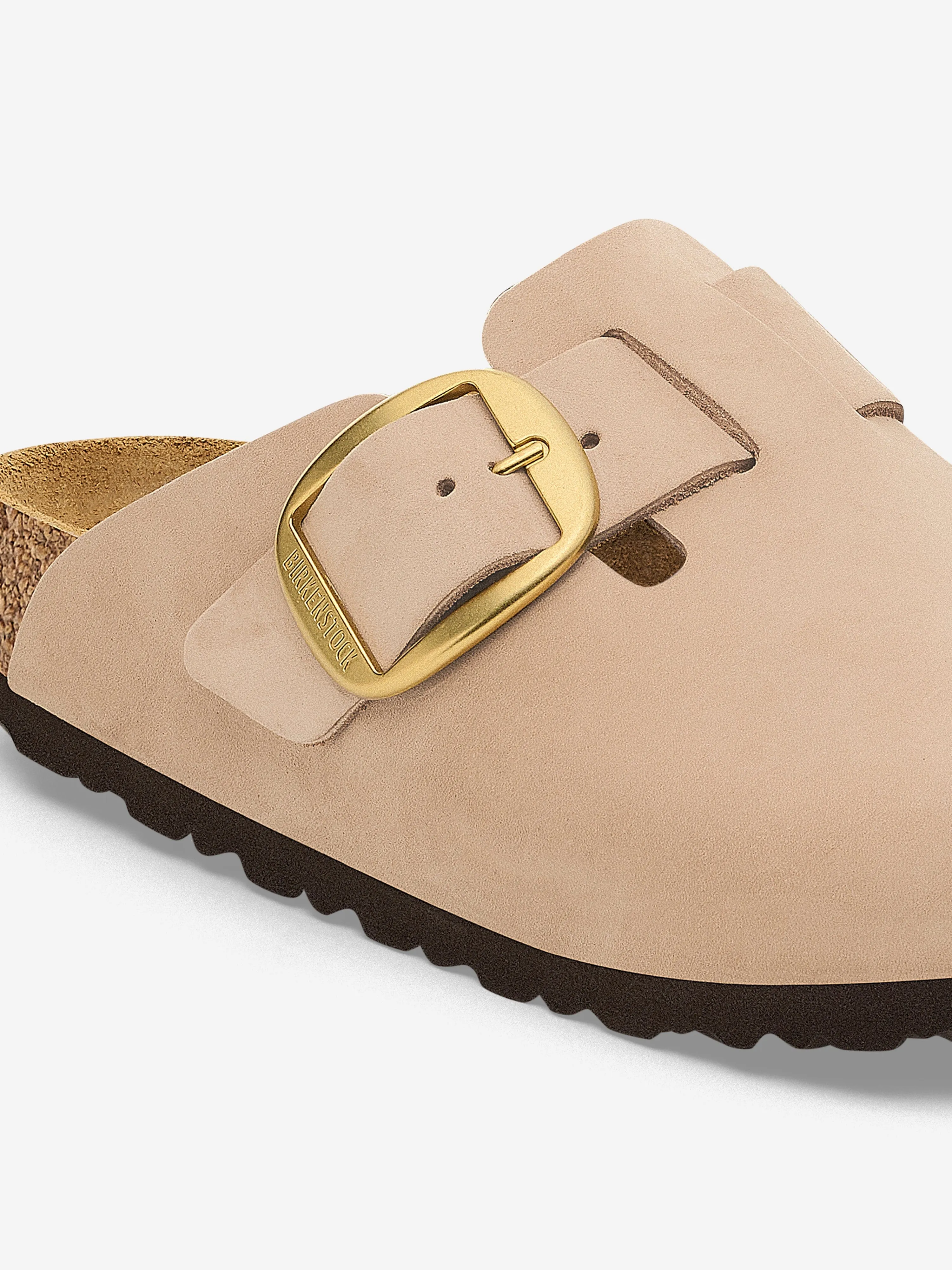 BIRKENSTOCK Boston Big Buckle Clogs in Beige