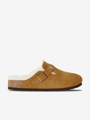 BIRKENSTOCK Boston Shearling Suede Clogs in Brown
