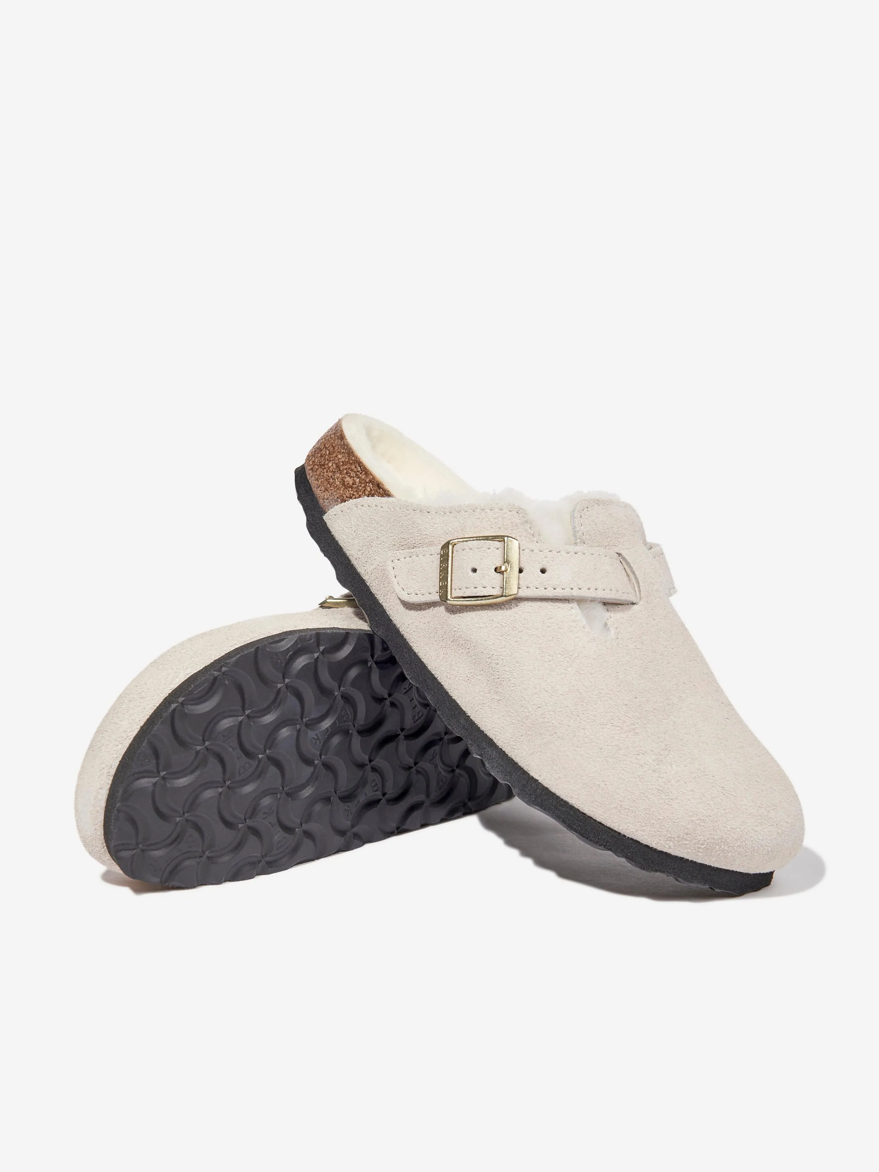 BIRKENSTOCK Boston Shearling Suede Clogs in White