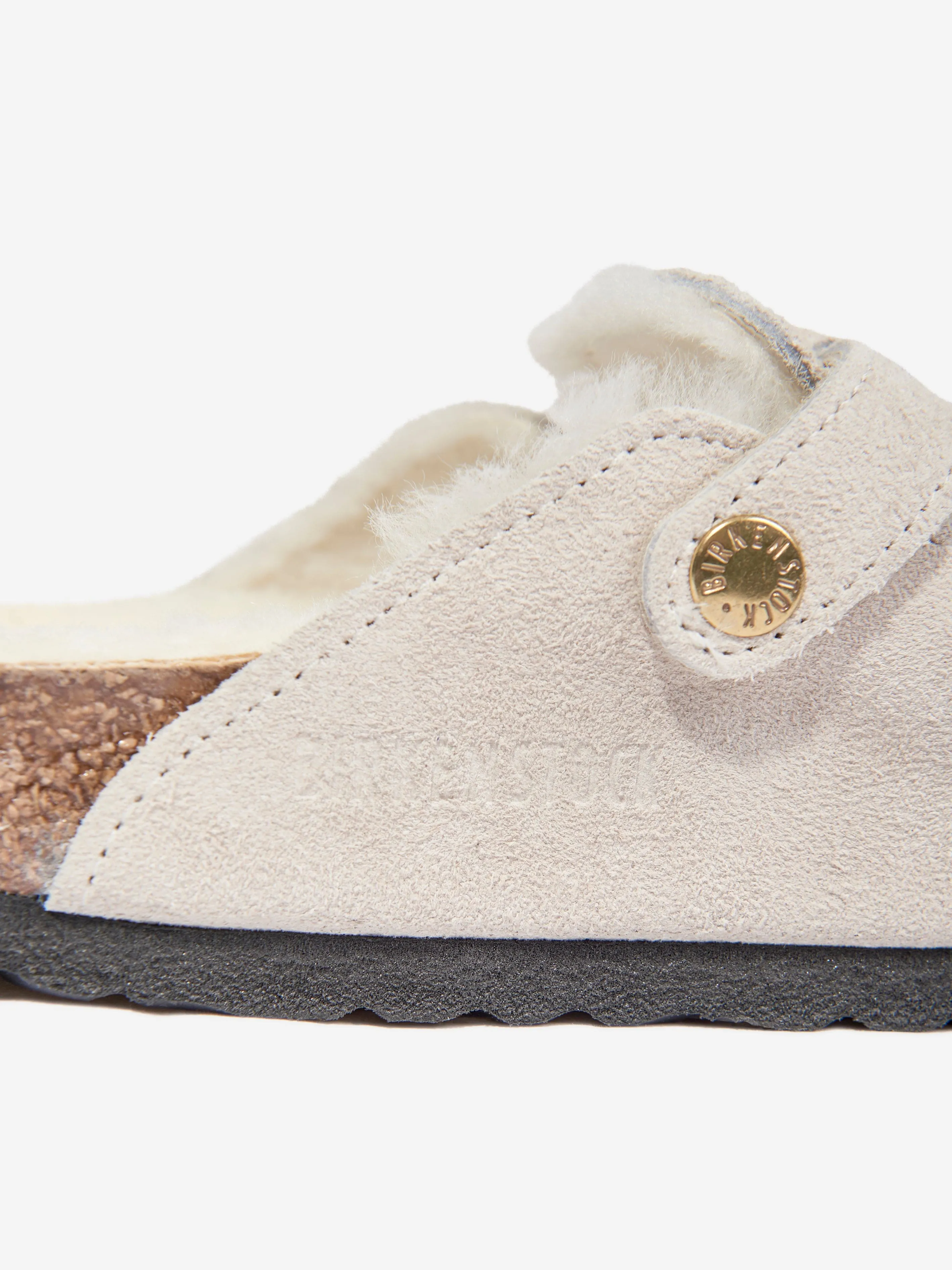 BIRKENSTOCK Boston Shearling Suede Clogs in White