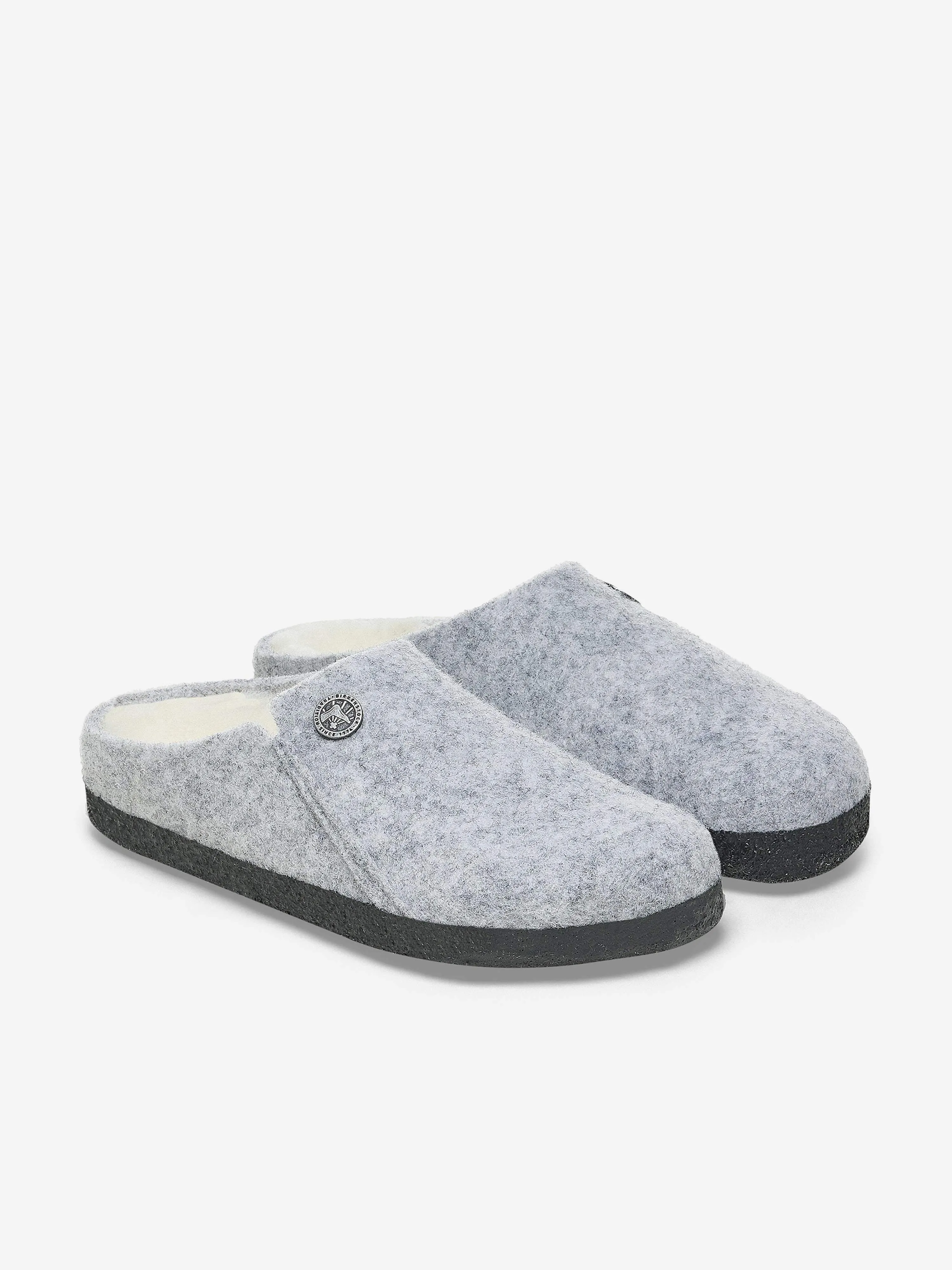 BIRKENSTOCK Boys Zermatt Felt Shearling Slippers in Grey