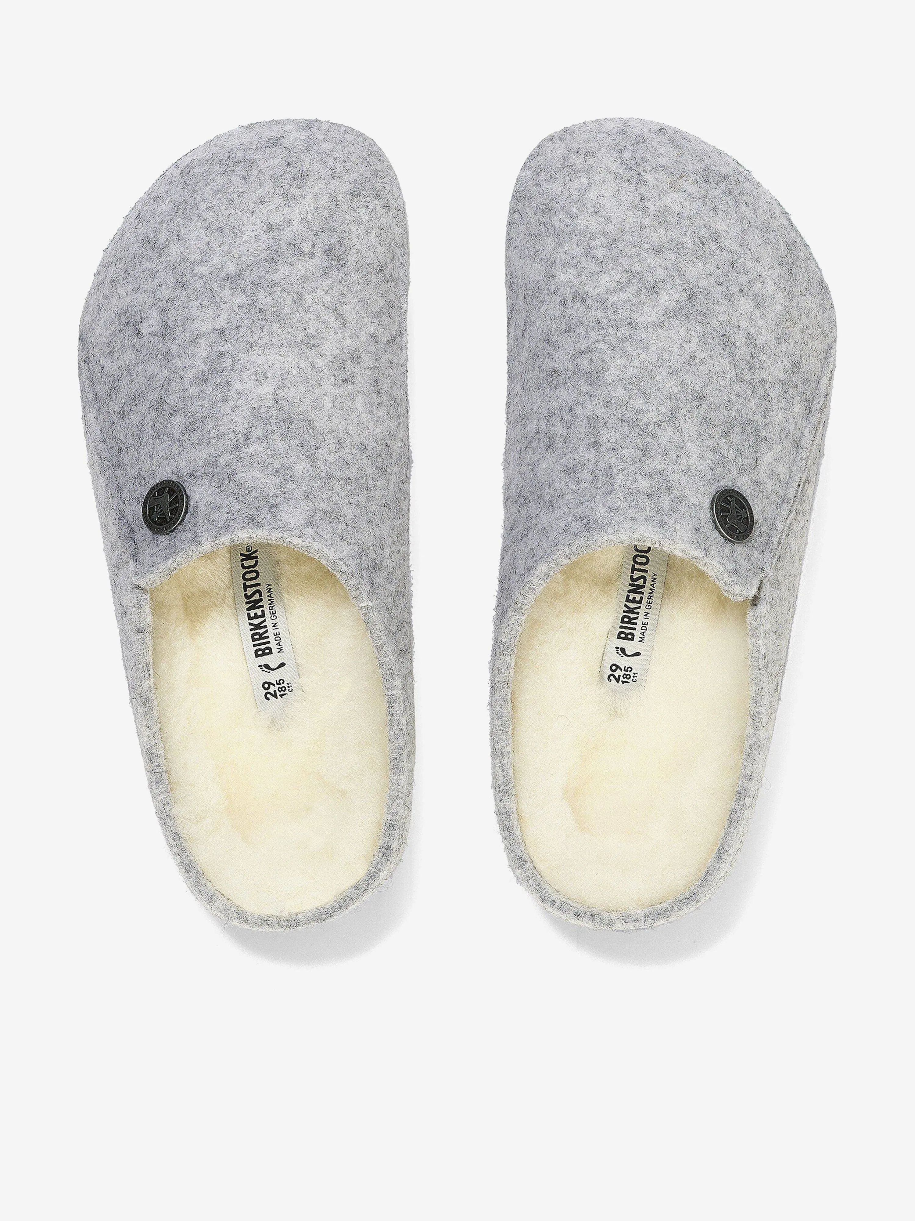 BIRKENSTOCK Boys Zermatt Felt Shearling Slippers in Grey
