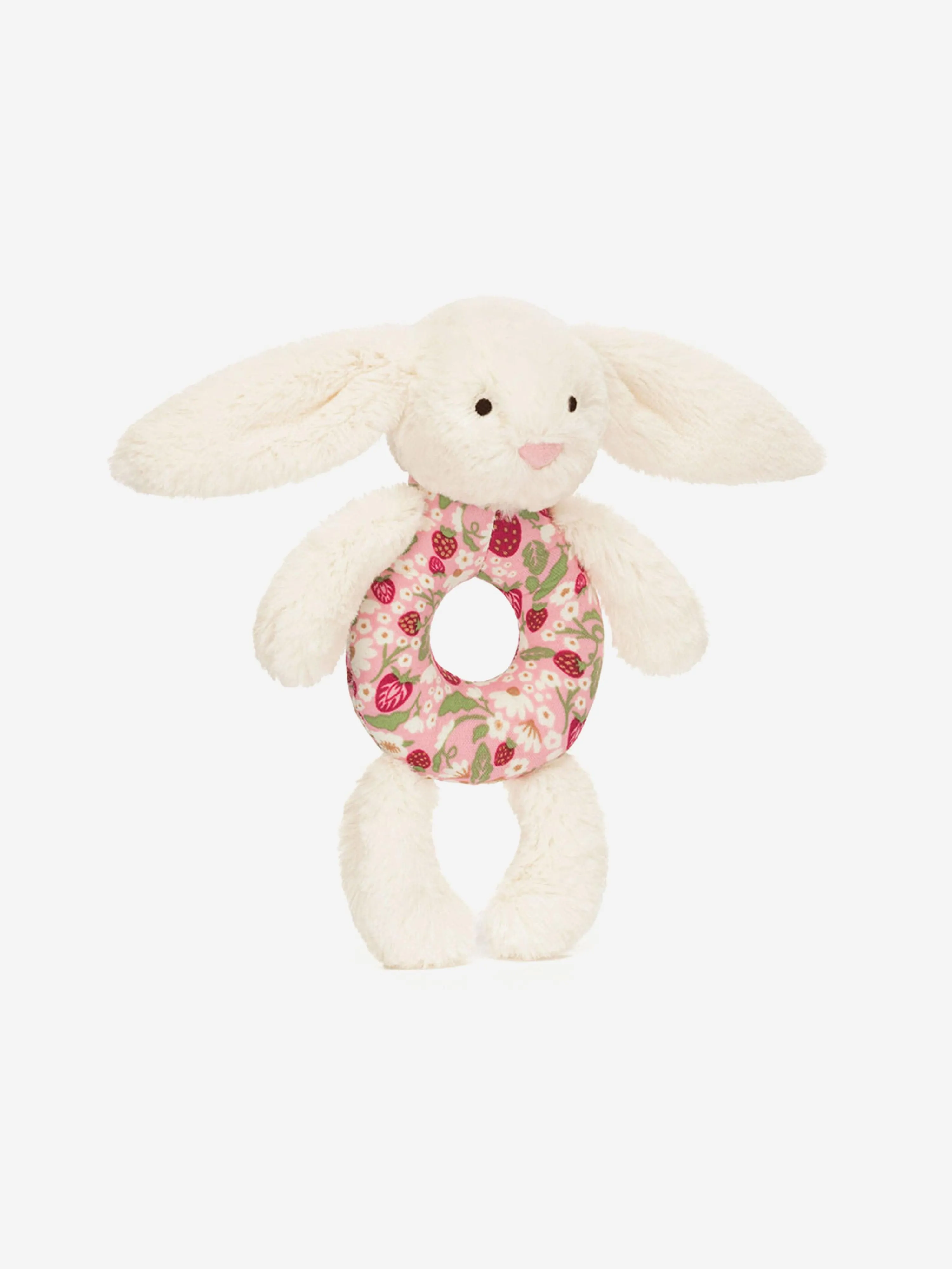 Blossom Cream Bunny 'Berry' Ring Rattle in Ivory (18cm)