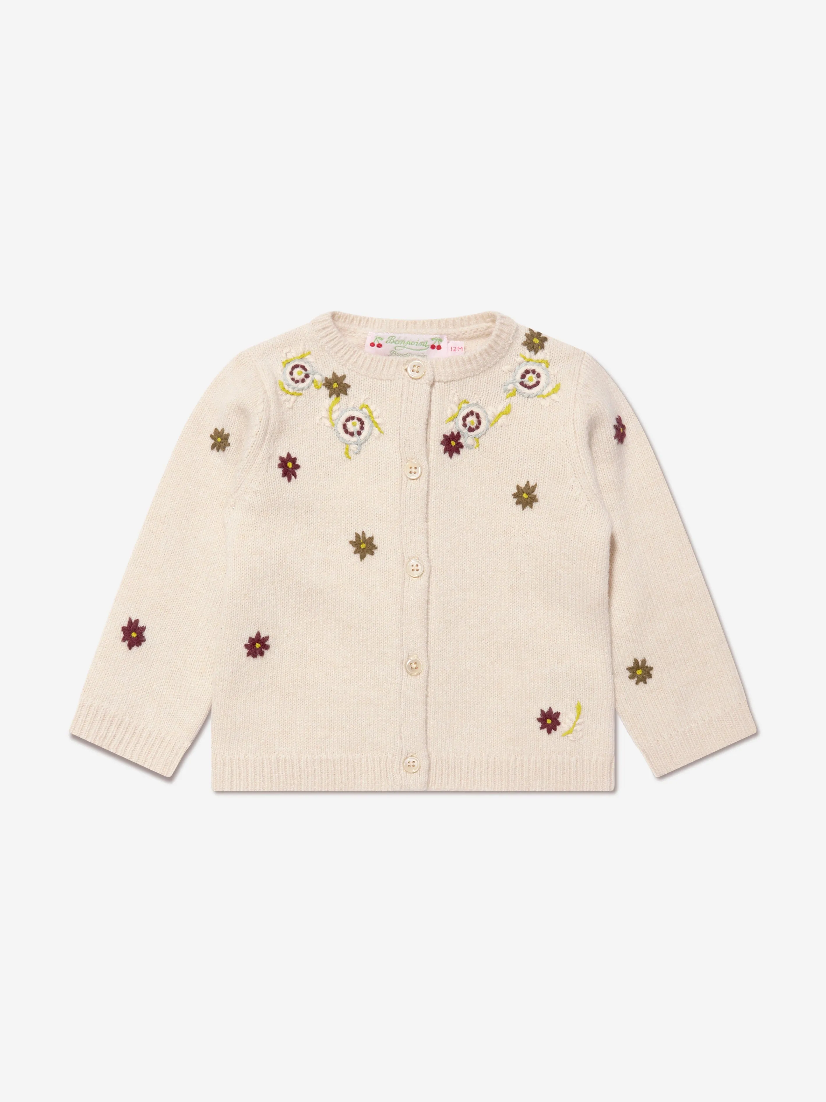 Bonpoint Baby Girls Telnie Wool Cardigan in Ivory