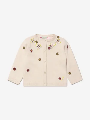 Bonpoint Baby Girls Telnie Wool Cardigan in Ivory