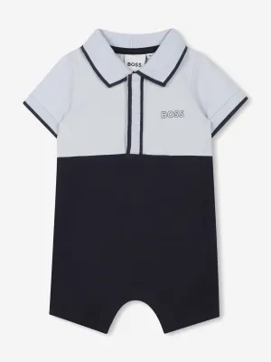 BOSS Baby Boys Logo Print Romper in Navy