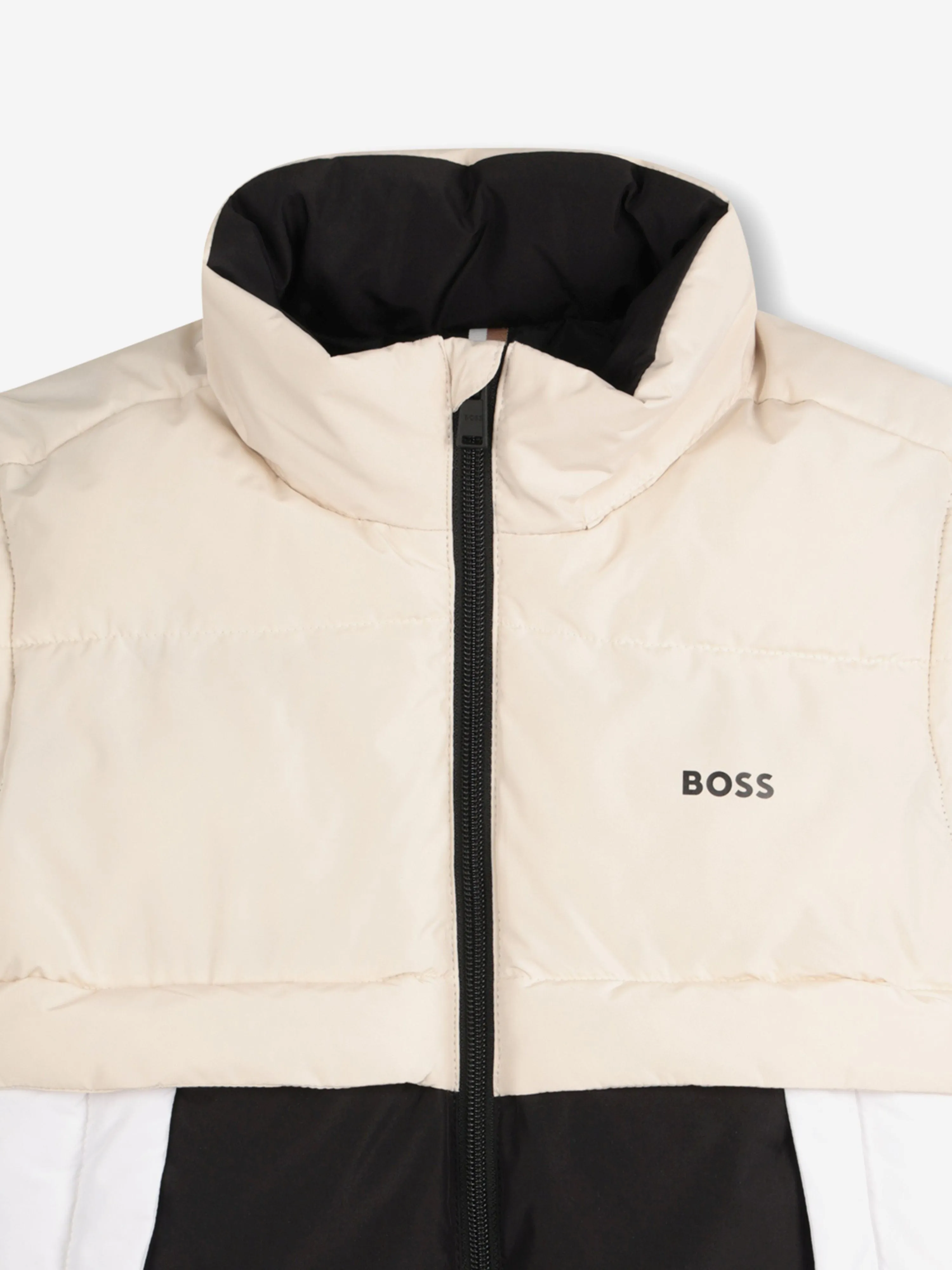 BOSS Boys Down Colourblock Gilet in Beige