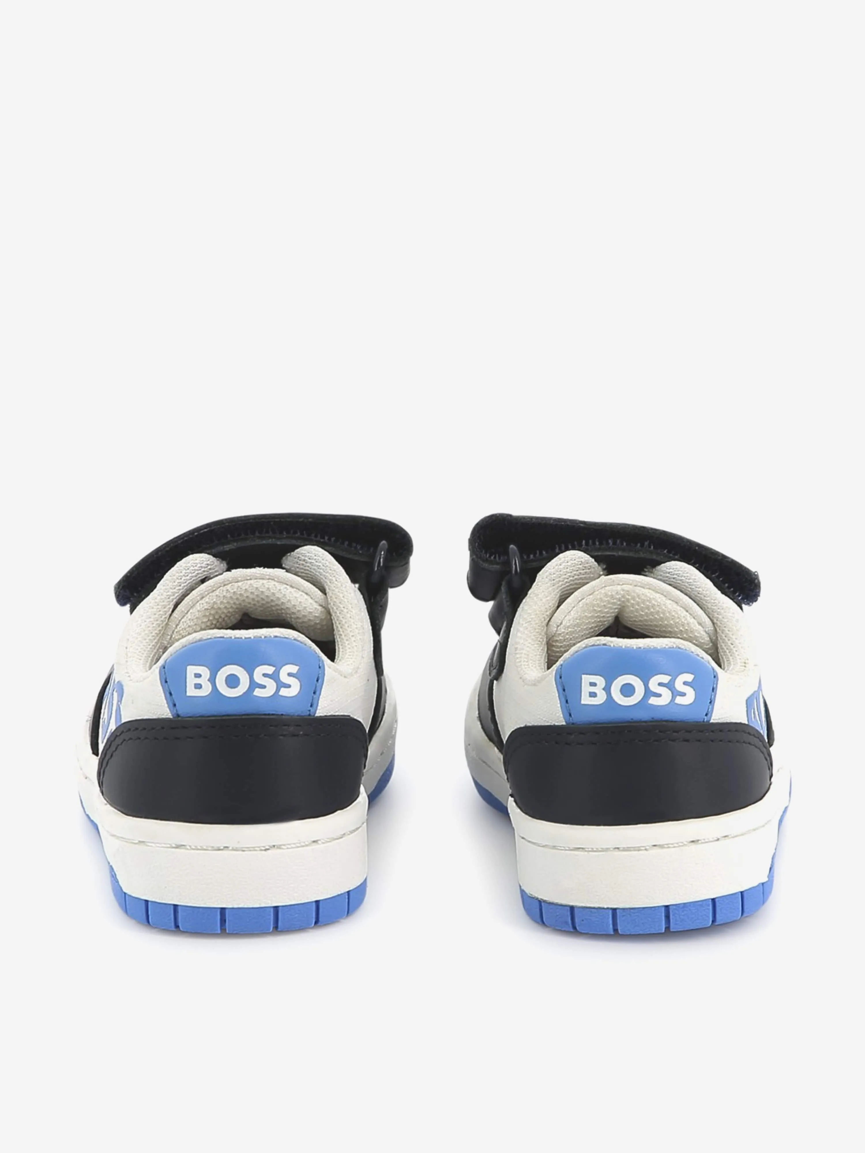 BOSS Boys Leather Logo Trainers in Navy