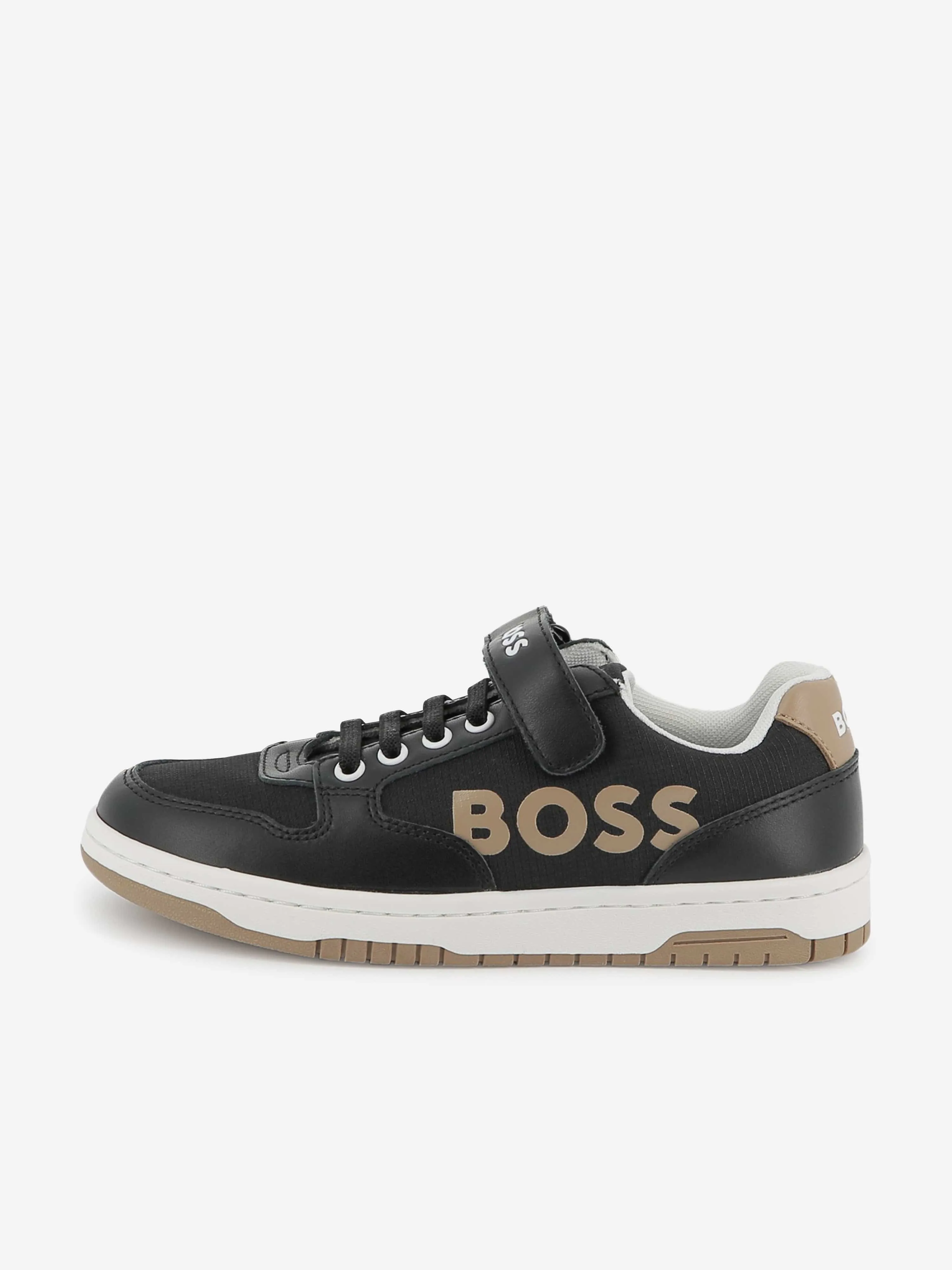 BOSS Boys Logo Trainers in Black