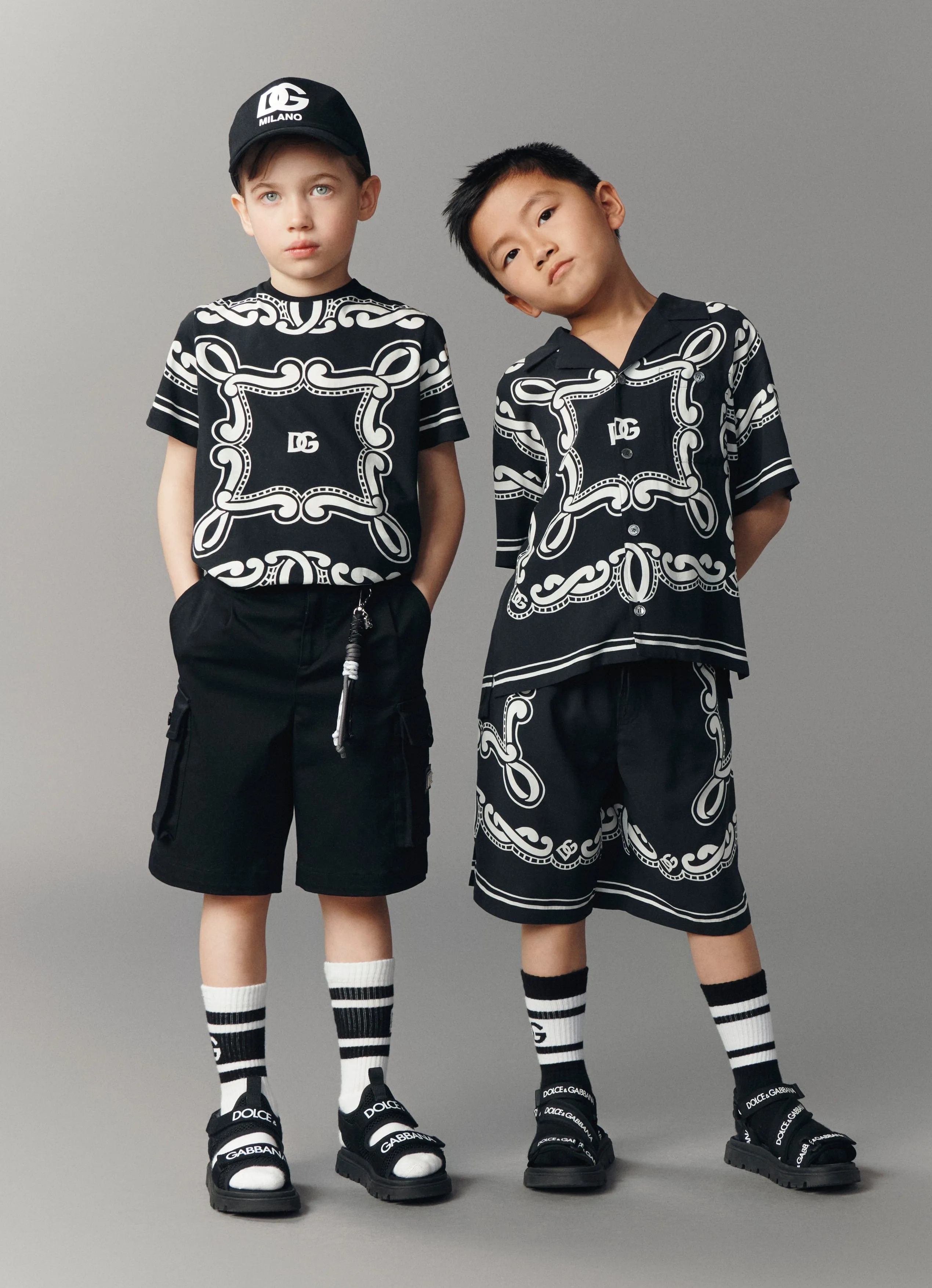 Boys Bandana Bermuda Shorts in Black