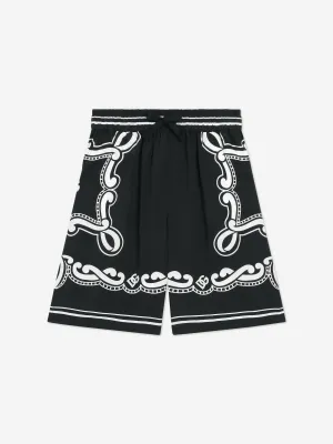 Boys Bandana Bermuda Shorts in Black