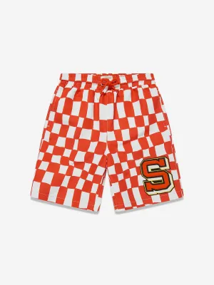 Boys Checked Swim Shorts in Red