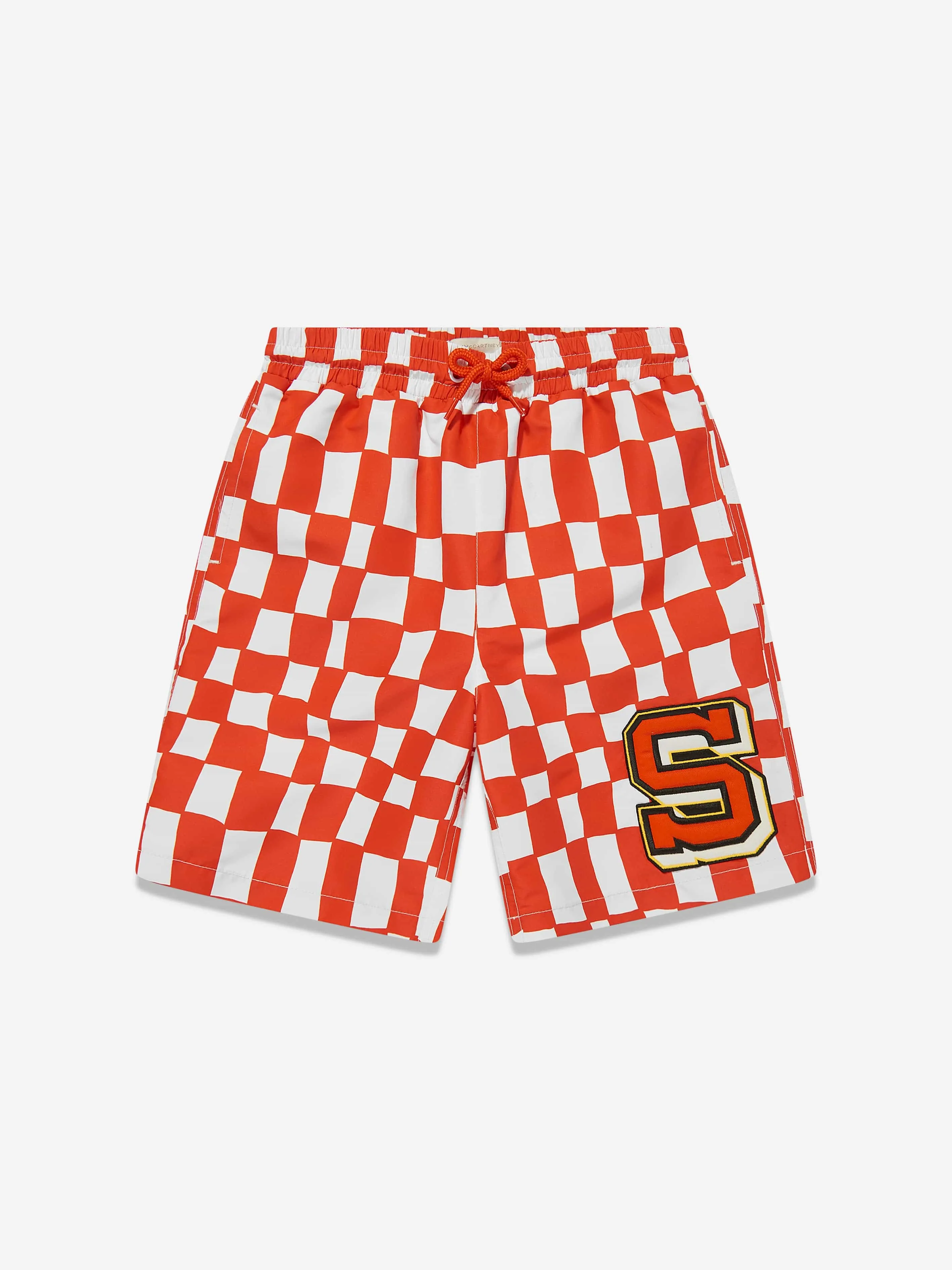 Boys Checked Swim Shorts in Red