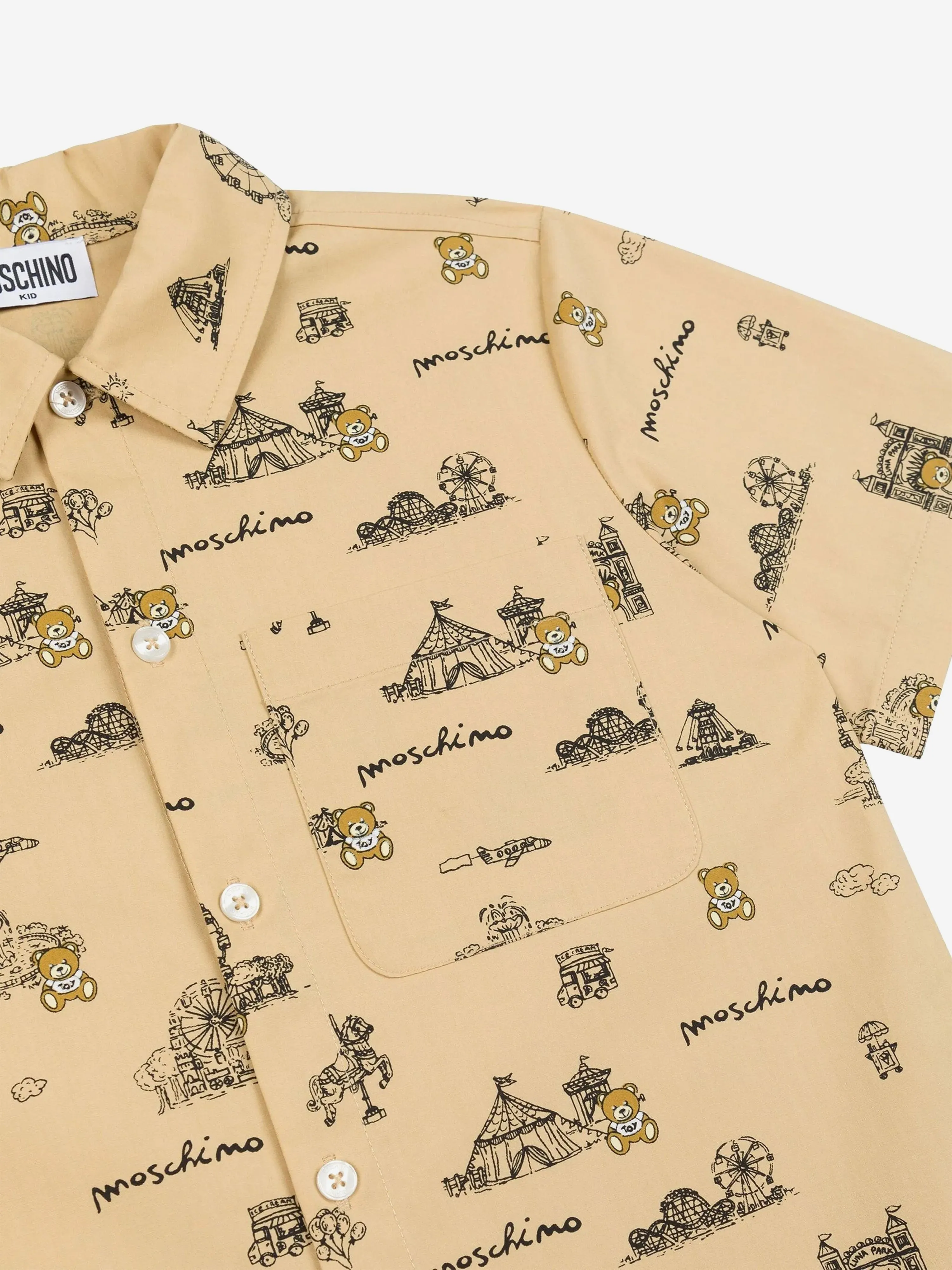 Boys Circus Print Shirt in Beige