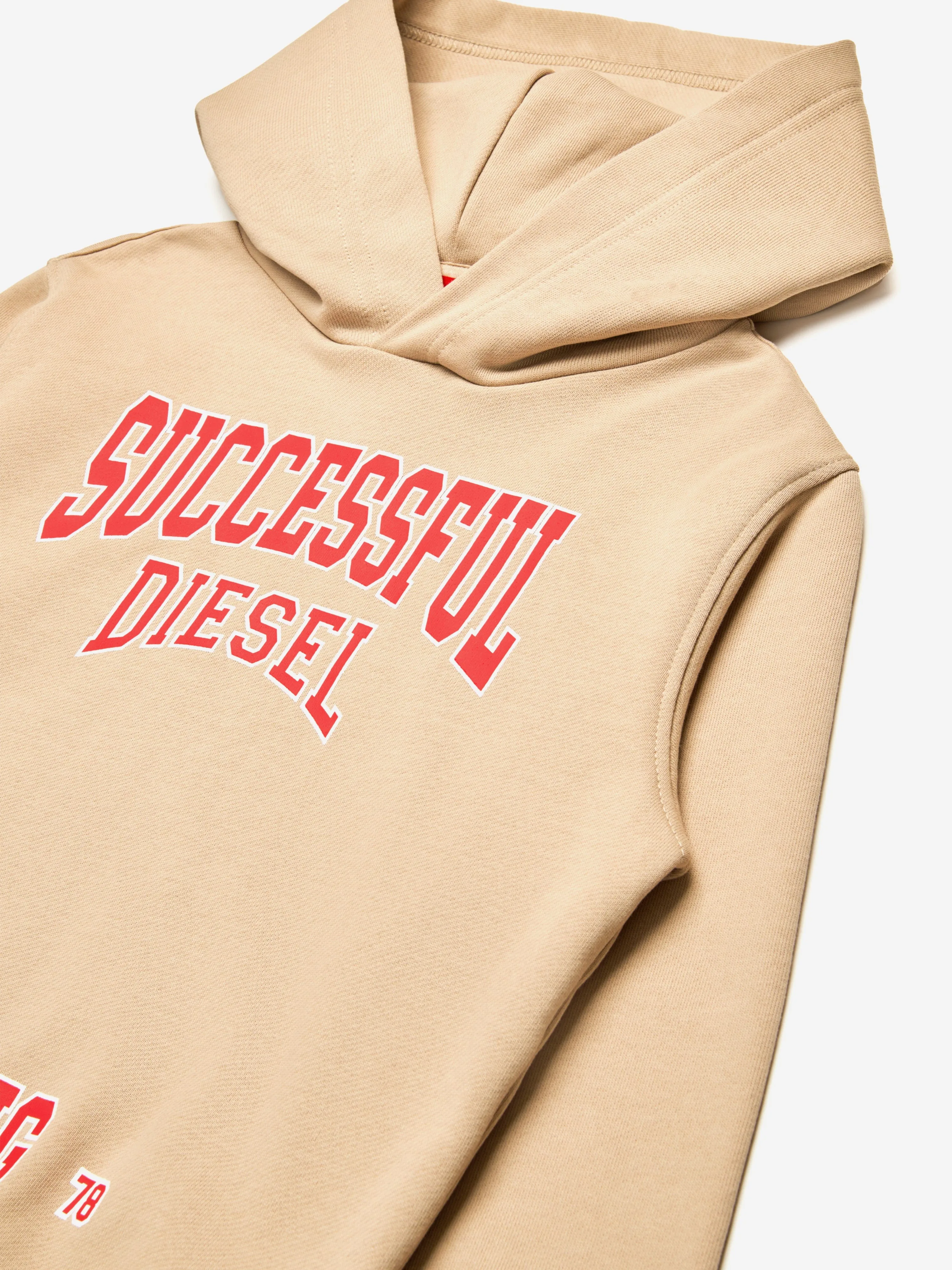 Boys Collegiate Logo Hoodie in Beige