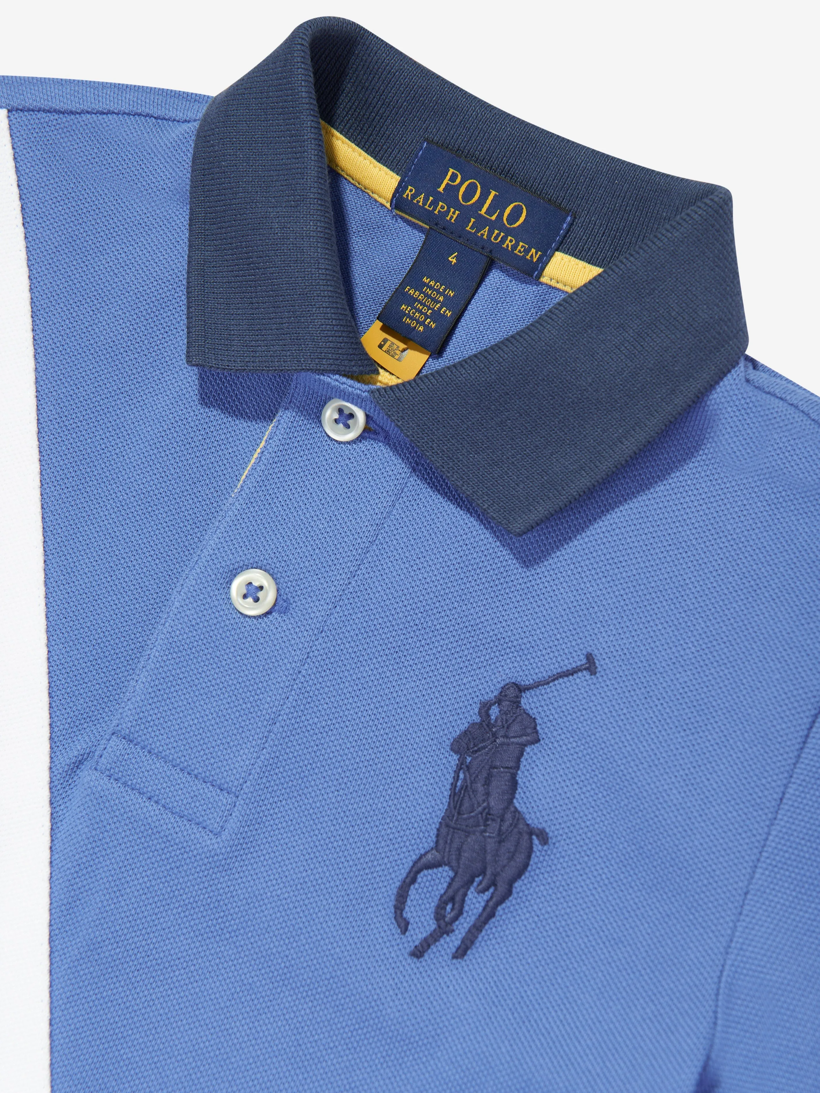 Boys Diagonal Stripe Polo Shirt in Blue