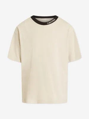 Boys Embroidered Tape T-Shirt in Beige