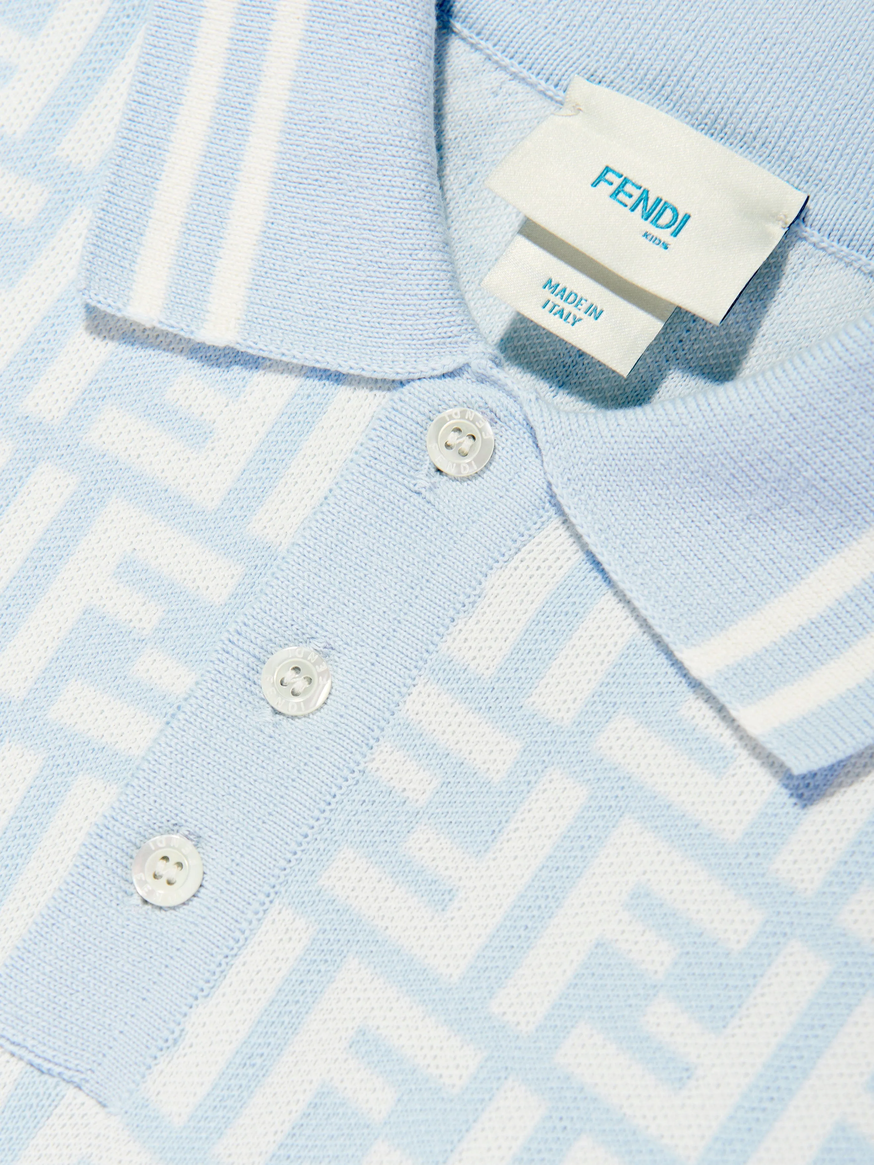 Boys FF Piqu Knit Polo Shirt in Blue