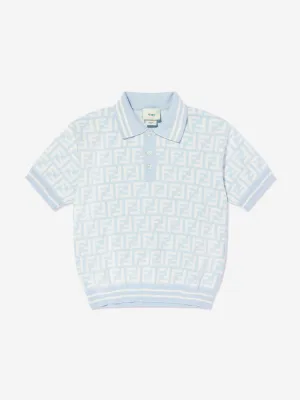 Boys FF Piqu Knit Polo Shirt in Blue