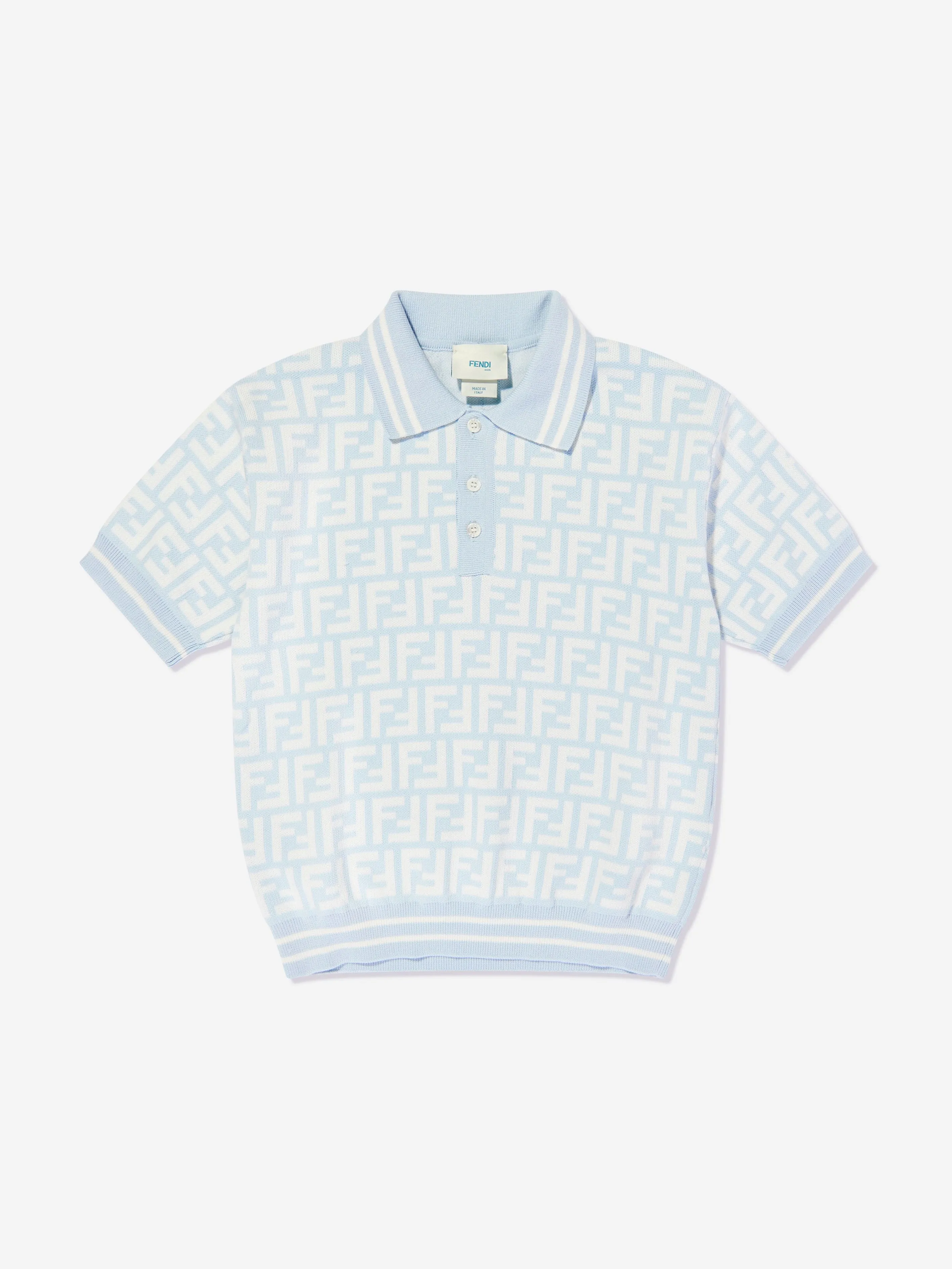 Boys FF Piqu Knit Polo Shirt in Blue