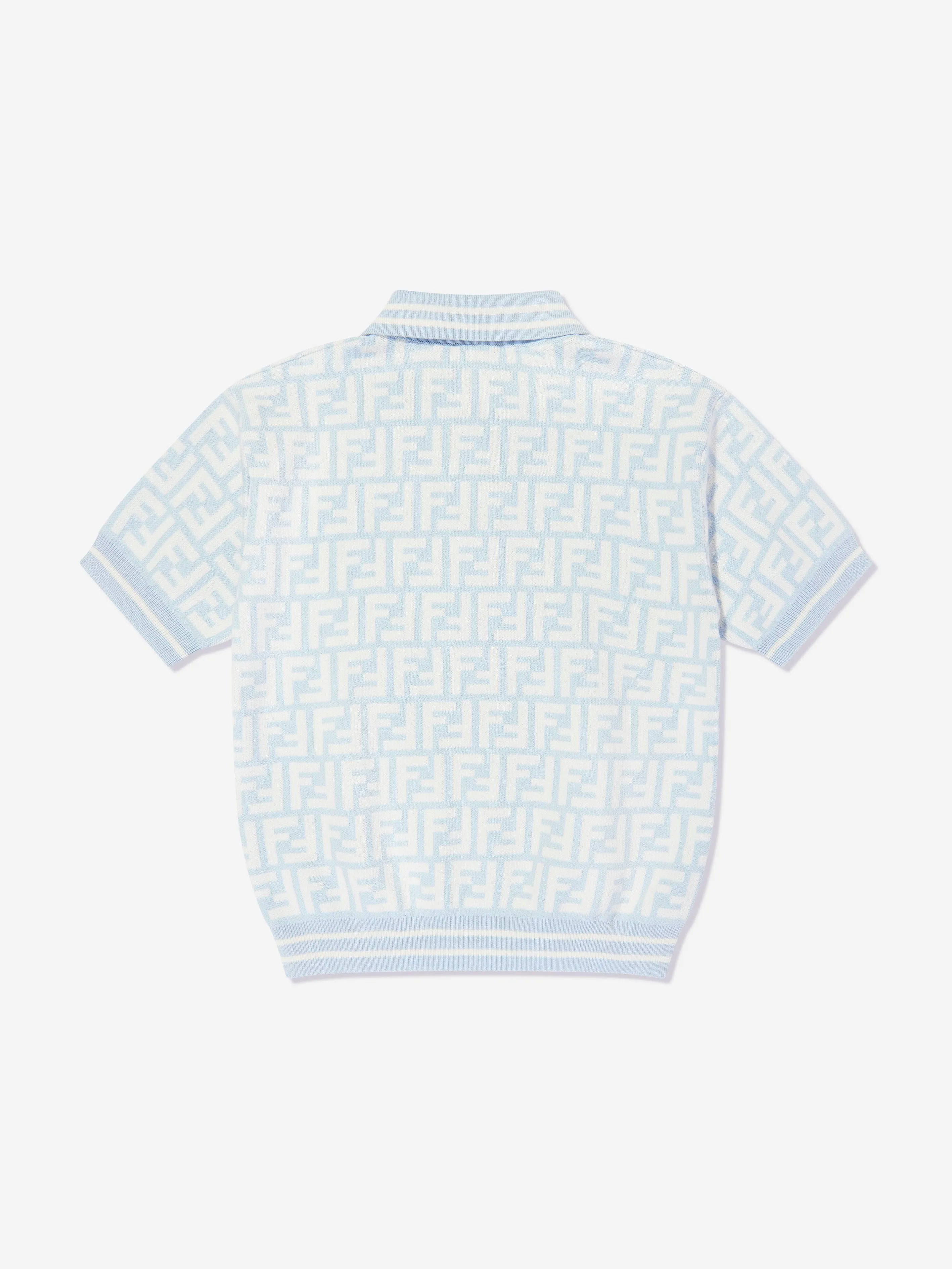 Boys FF Piqu Knit Polo Shirt in Blue