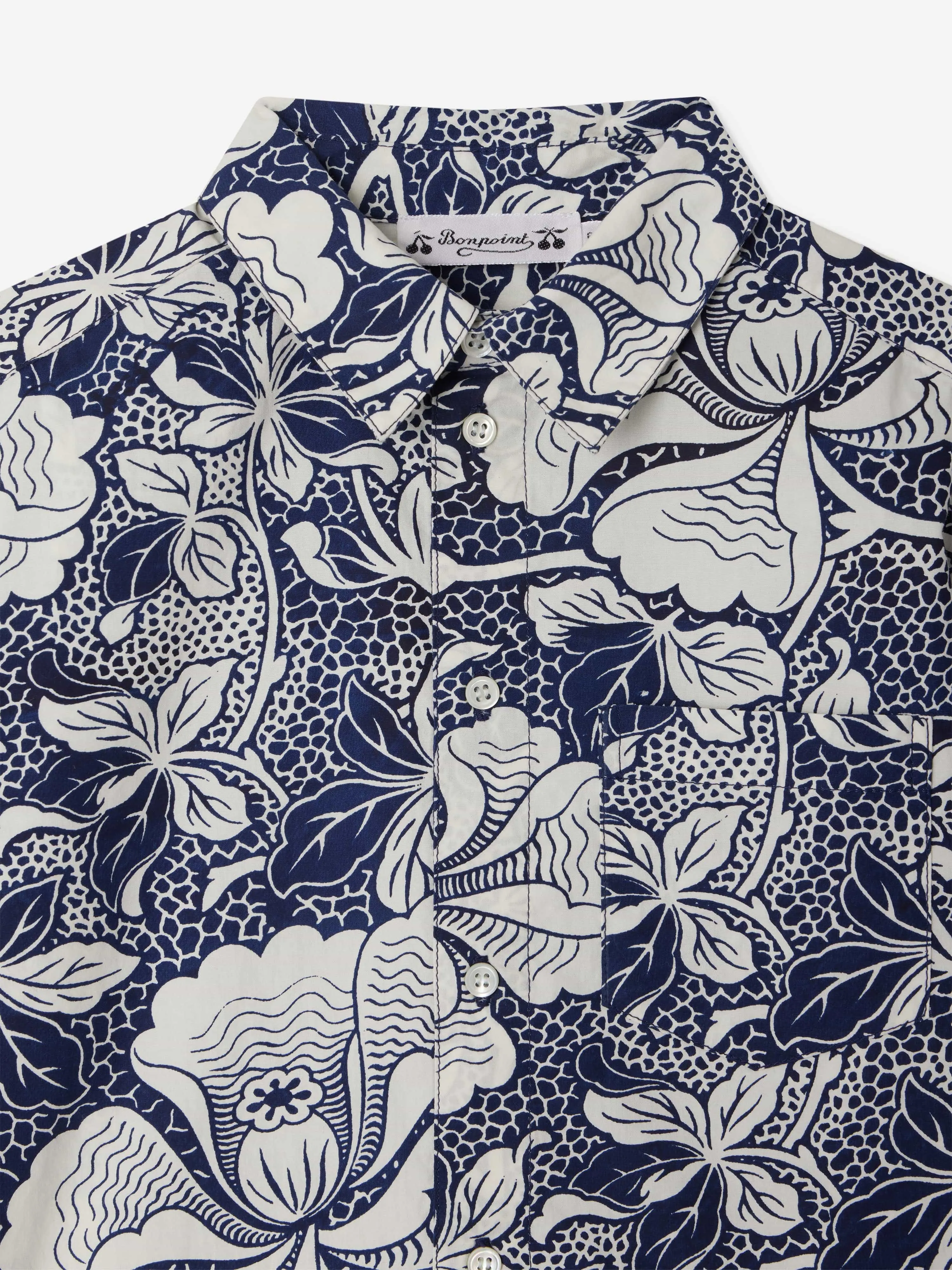 Boys Floral Erian Shirt in Blue