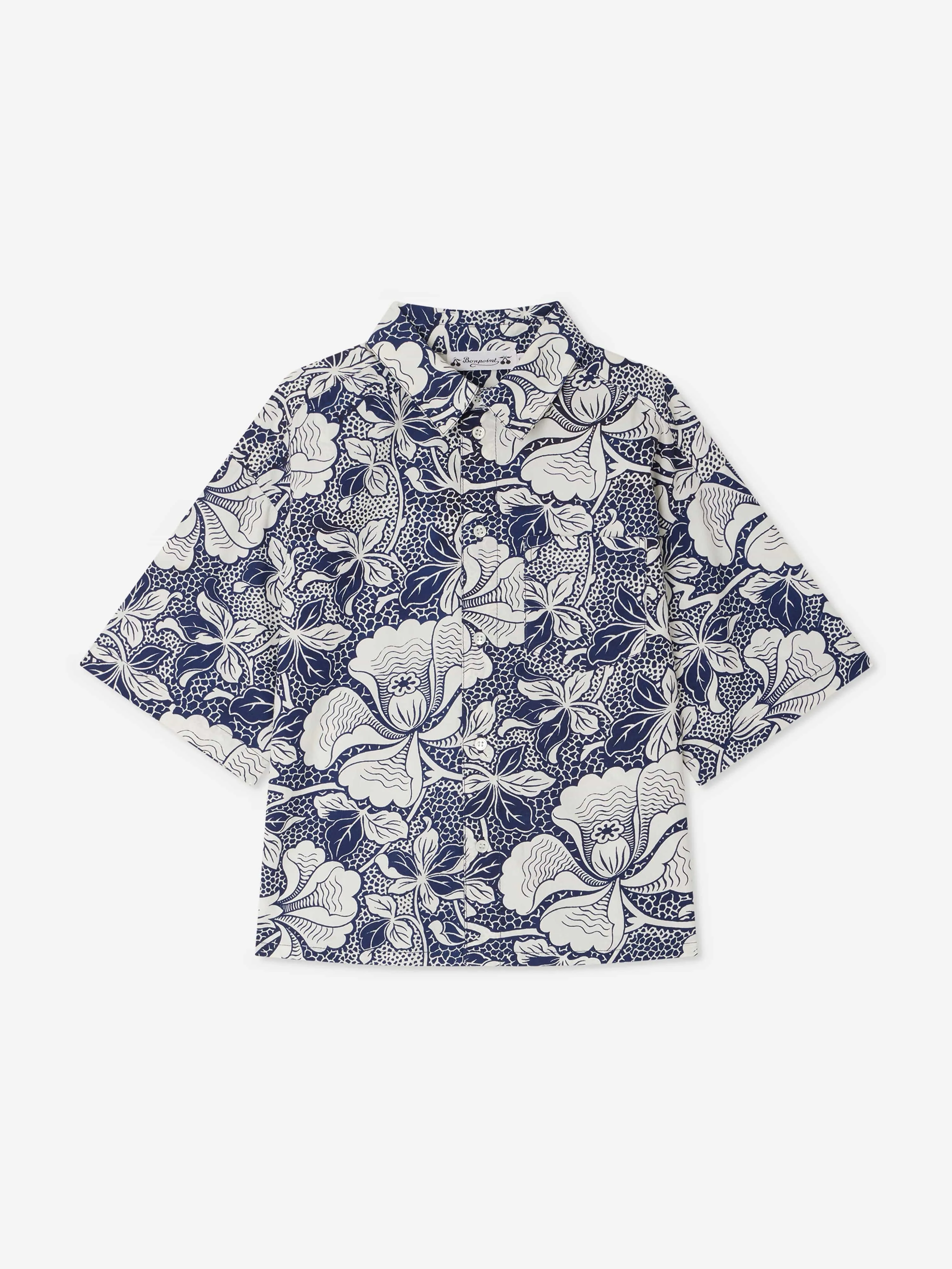 Boys Floral Erian Shirt in Blue