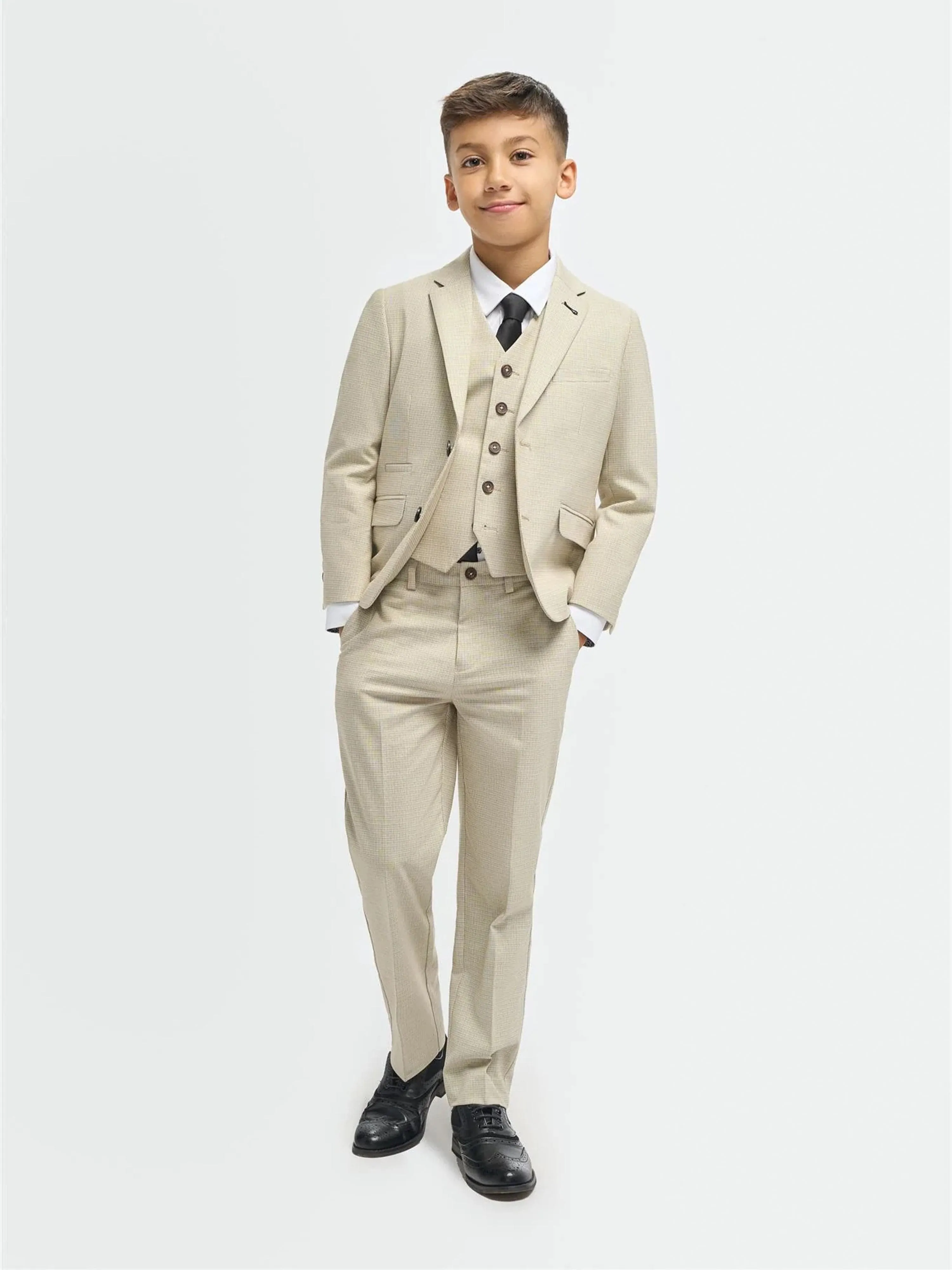 Boys Hampton Suit in Beige