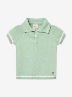 Boys Knitted Polo Shirt in Green